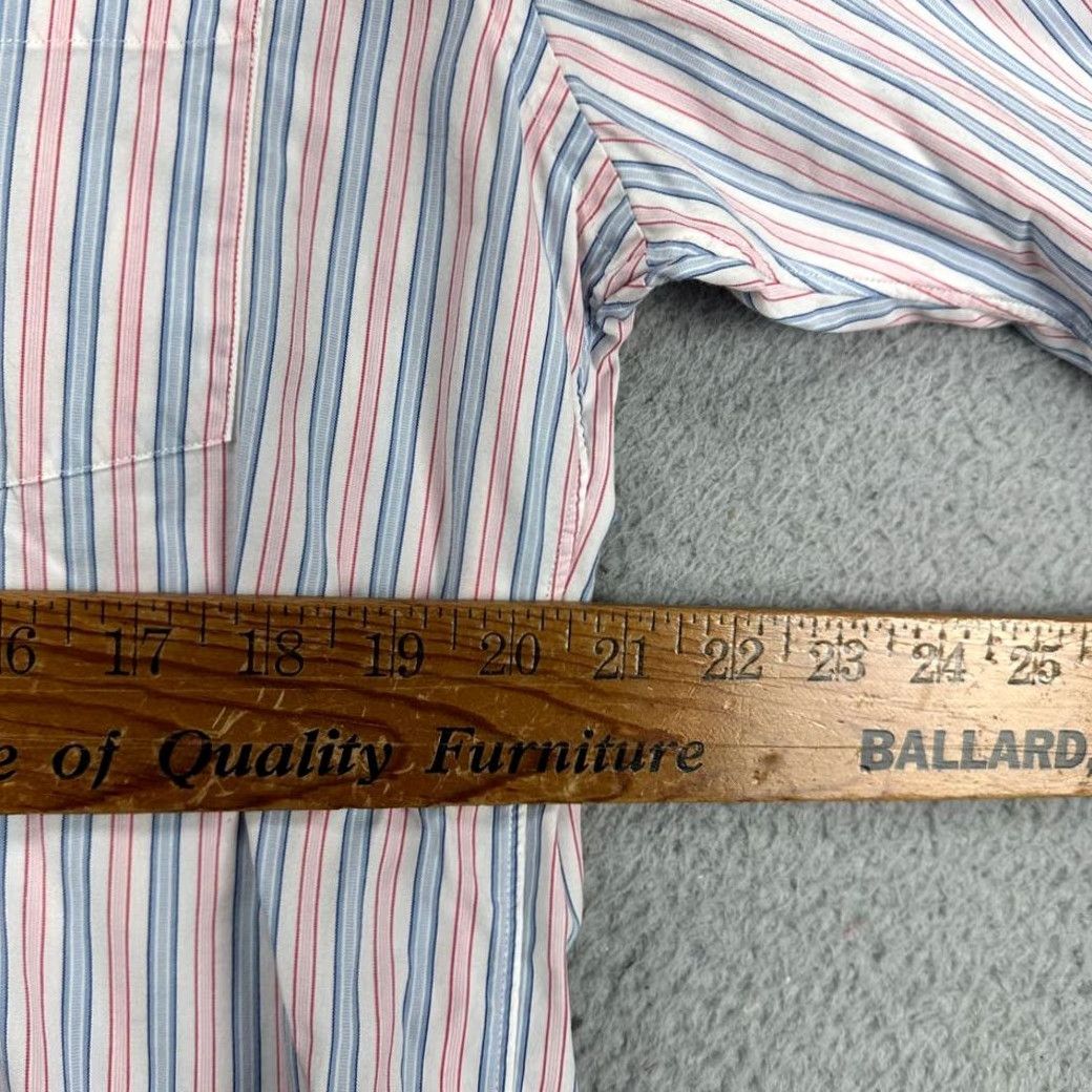 Vintage J Crew Dress Shirt Adult Medium 15-15.5 Blue Pink Striped Button Up Pocket Mens Size 40R - 6 Thumbnail