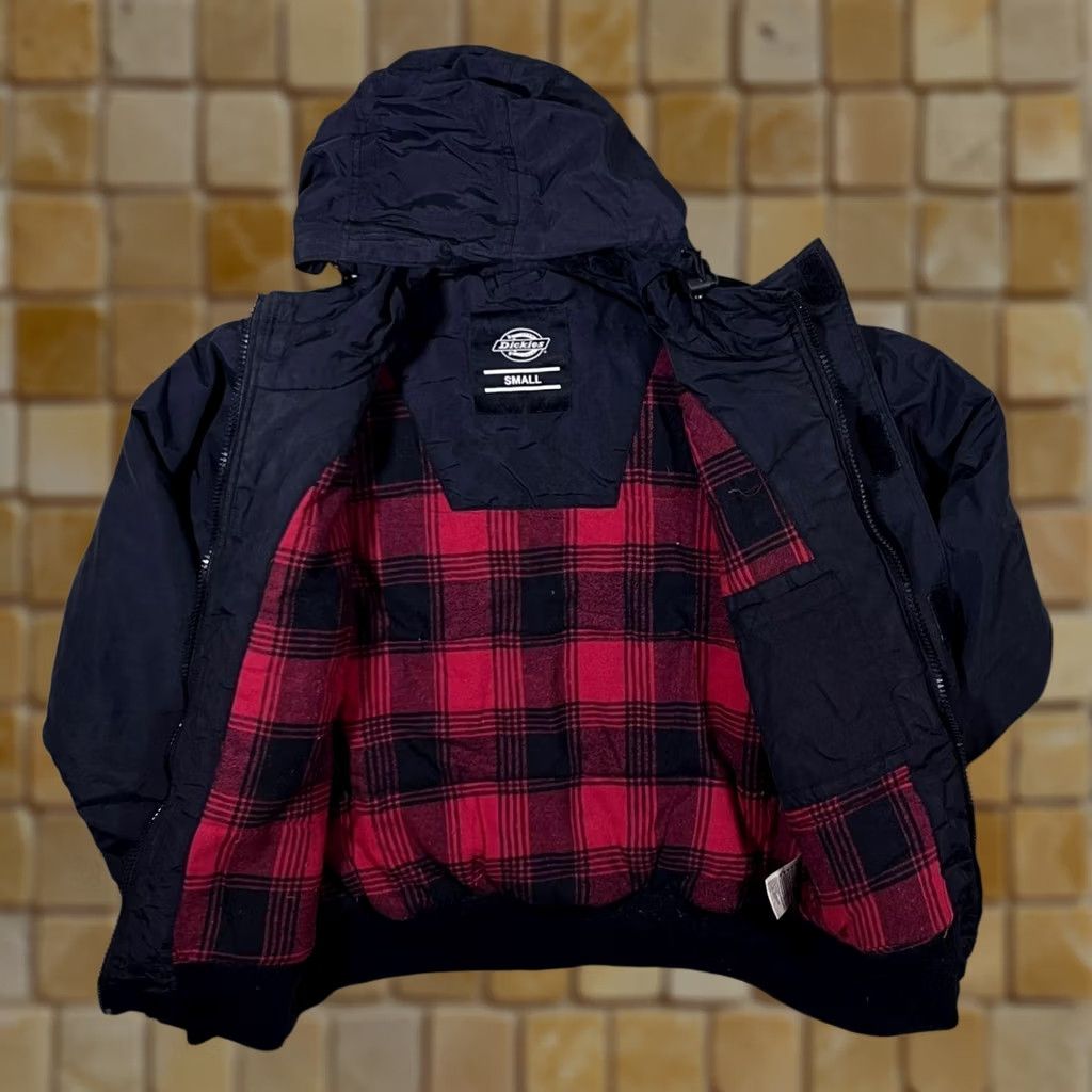 Dickies Dickies Hooded Jacket Black Red Plaid Check Lined Lightly Padded Bomber Jacket Small Mens Size US S / EU 44-46 / 1 - 1 Thumbnail