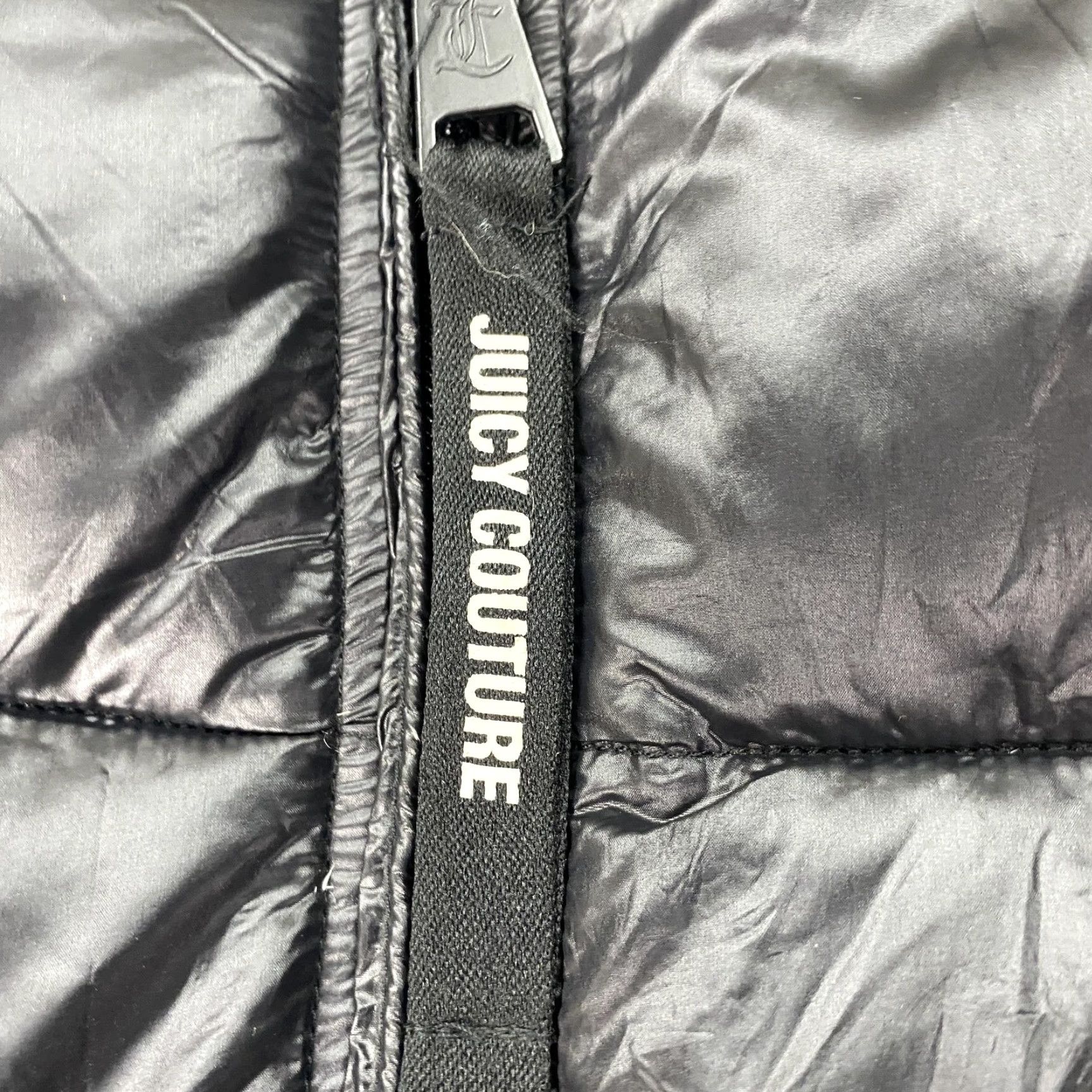 Juicy Couture Juicy Couture Black Label Puffer Jacket Womens Small Black Hooded Down Blend Coat Size S / US 4 / IT 40 - 2 Thumbnail
