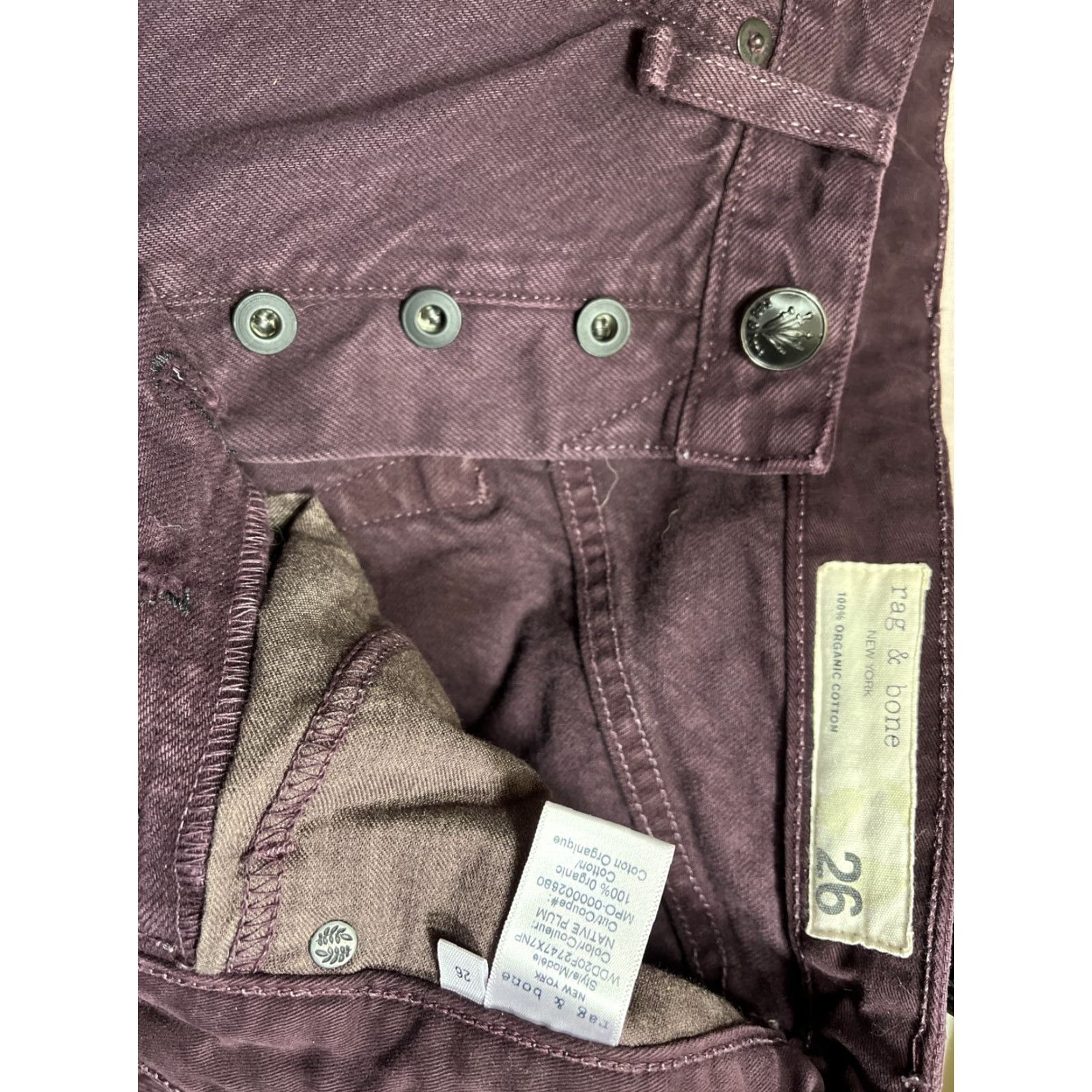 Rag & Bone VINTAGE Rag & Bone Women’s Jeans Ankle Slim Fit 26 High-Rise Cotton Native Plum Fall Winter Size ONE SIZE - 5 Thumbnail