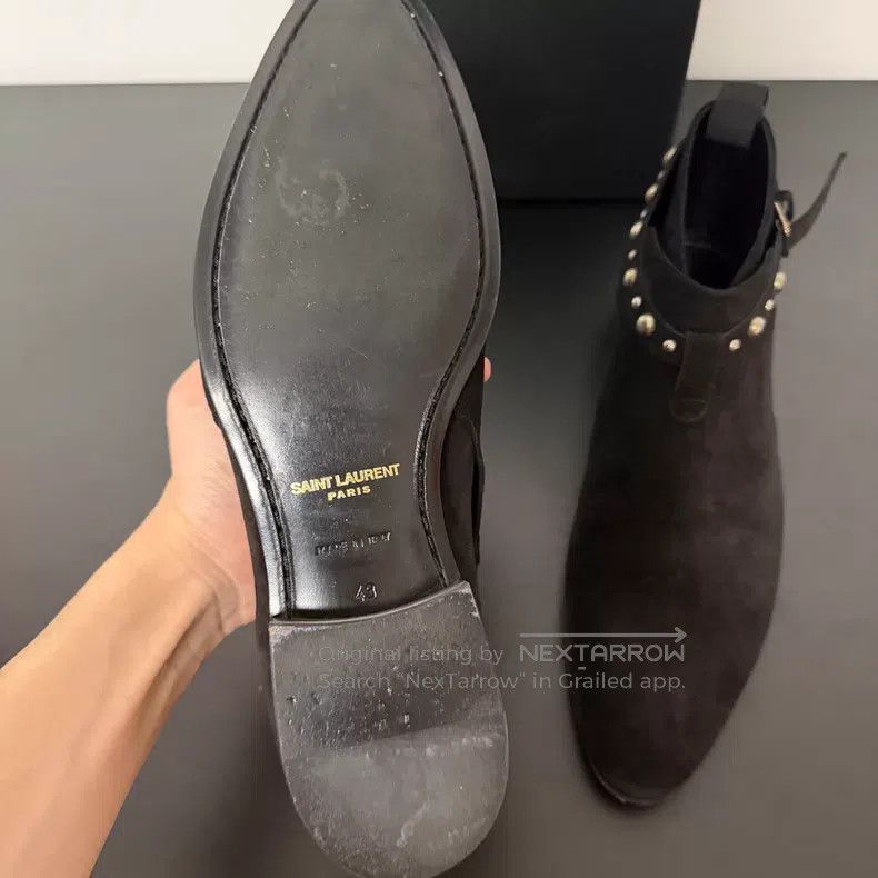 Saint Laurent Paris Saint Laurent Paris Black Suede Stud Chelsea Short Boots i Size US 10 / EU 43 - 2 Thumbnail