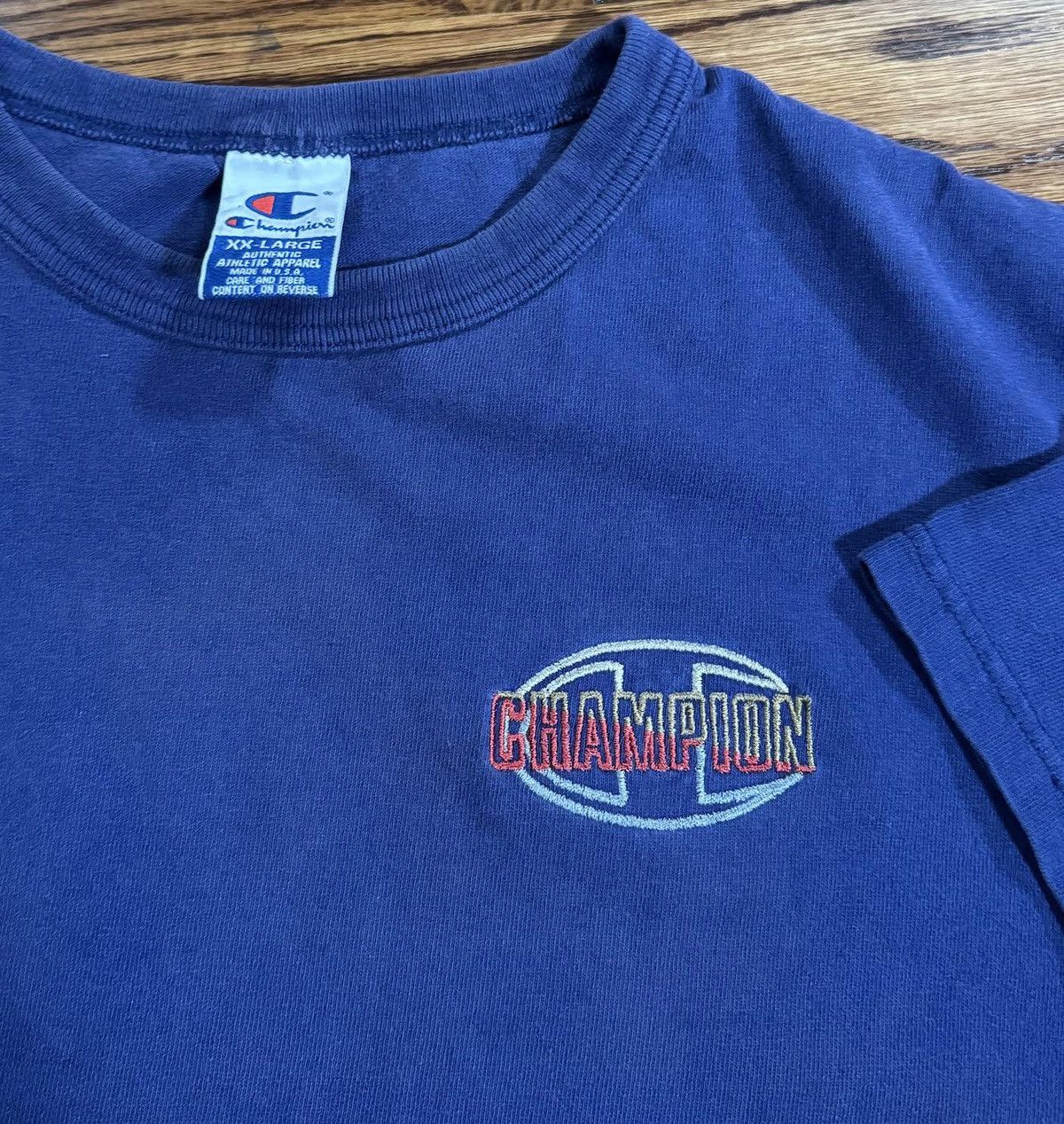 Champion Vintage Champion Blue Spell Out T Shirt (Size XXL) Size US XXL / EU 58 / 5 - 2 Thumbnail