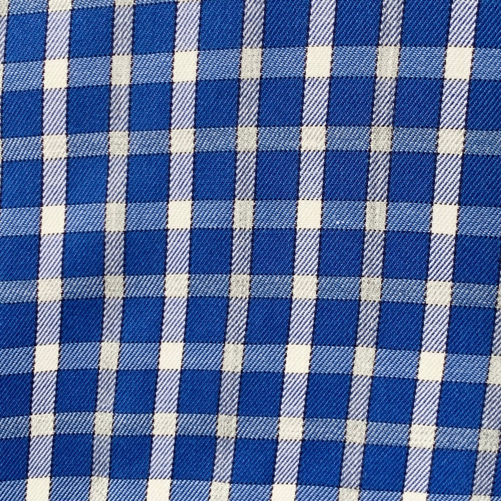 Ermenegildo Zegna ERMENEGILDO ZEGNA Blue White Checkered Cotton Long Sleeve Size US L / EU 52-54 / 3 - 2 Thumbnail