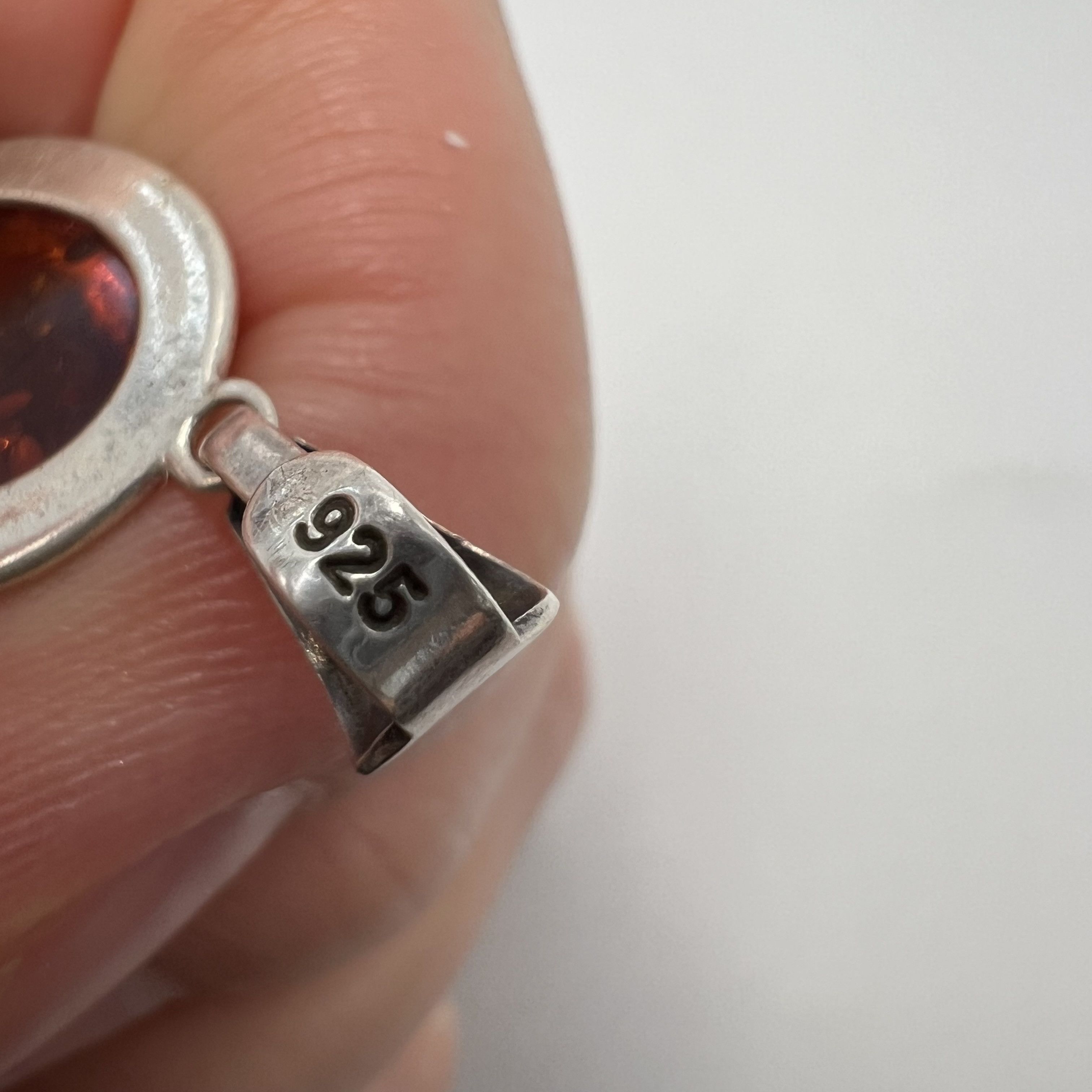 Vintage Vintage Necklace Pendant Sterling Silver 925 Amber Jewelry Size ONE SIZE - 2 Thumbnail
