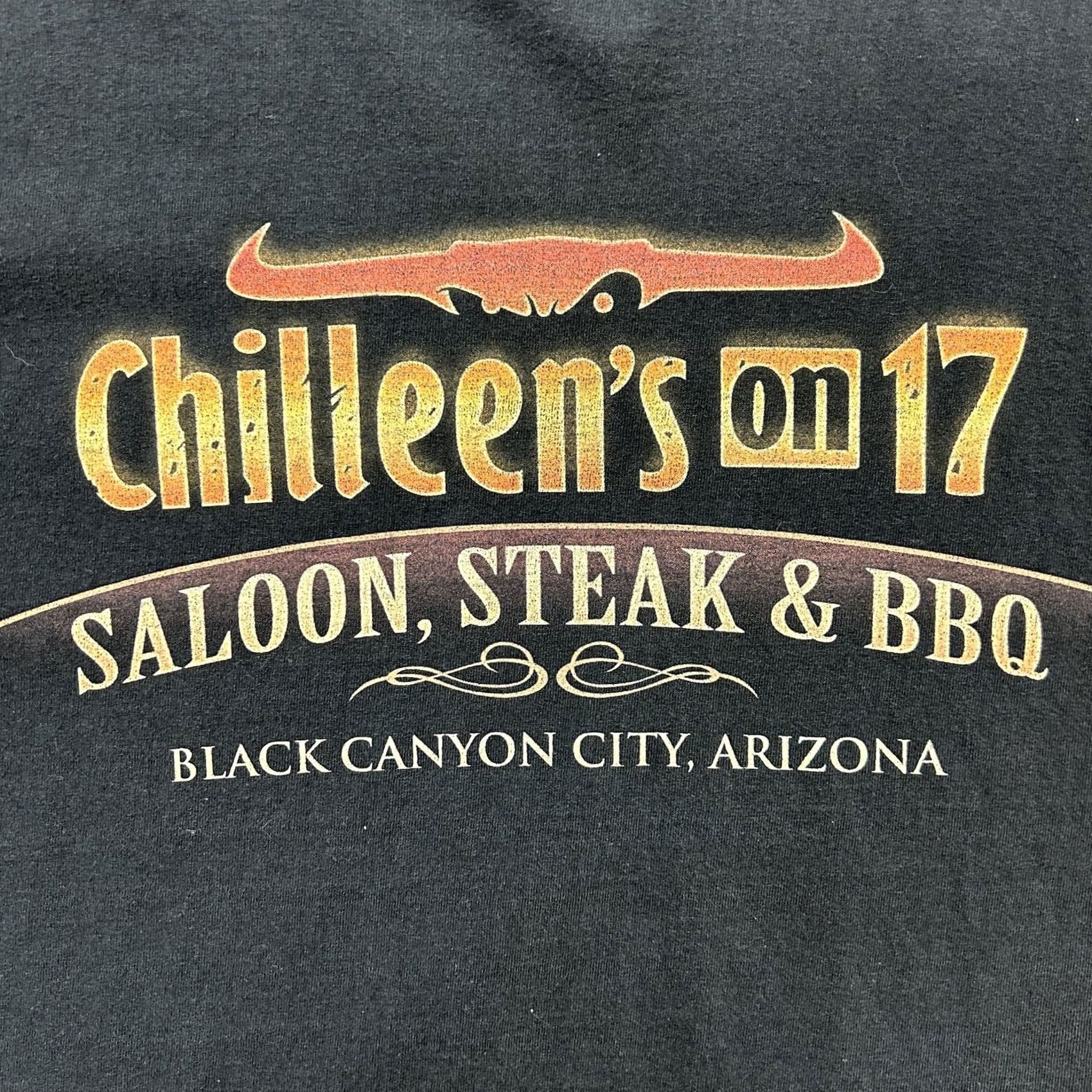 Gildan VINTAGE Chilleen's on 17 Gildan Shirt Mens XL Black Saloon Steak BBQ Arizona Tee T-Shirt Size US XL / EU 56 / 4 - 2 Thumbnail