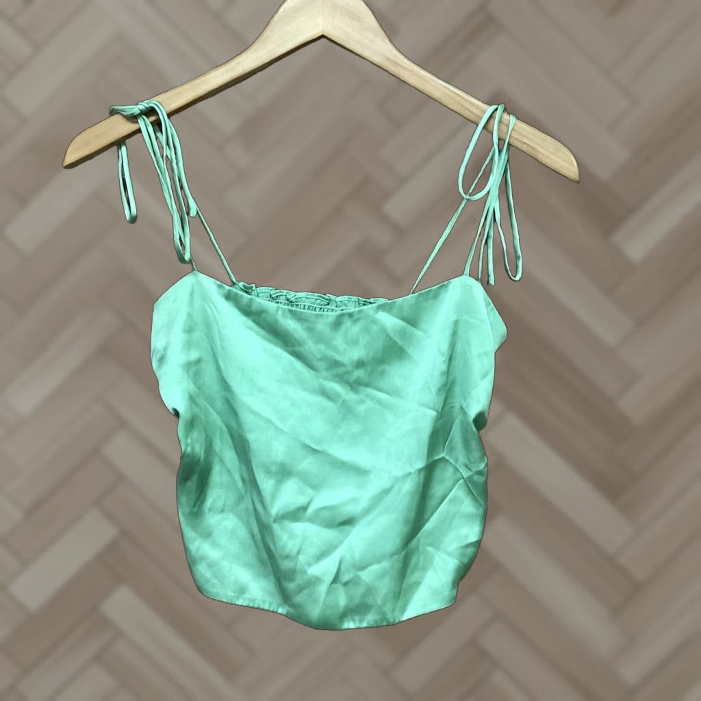 Urban Outfitters Urban Outfitters Shirt Womens S Green Tank Top Sleeveless Cropped Solid Rayon Spandex Beach Summer Slim Womens Size S / US 4 / IT 40 - 1 Thumbnail