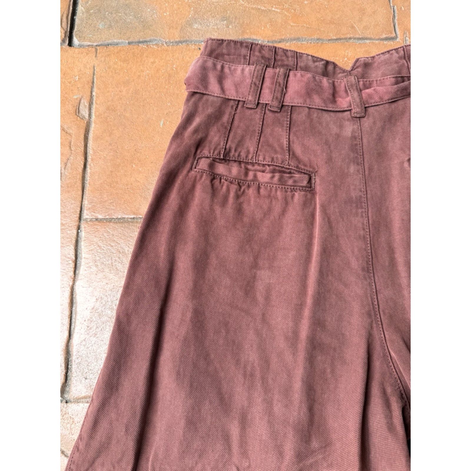 Free People Free People Dwell On Dreams High Waist Pleated Belt Tie Trouser Pants 0 Red Cotton Wide-Leg Womens pants Size 25" / US 0 / IT 36 - 6 Thumbnail