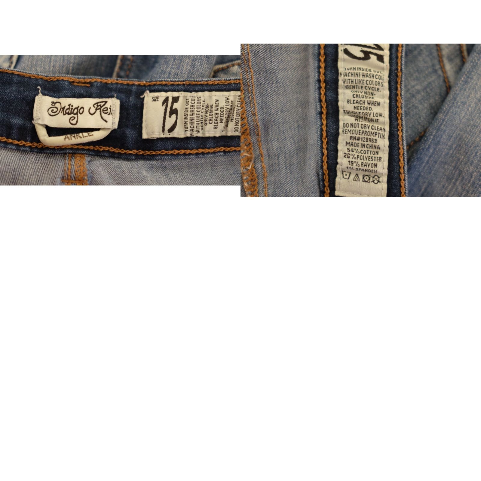 Vintage Indigo Rein Jeans Ankle Mid-Rise Cropped Juniors 15 #A12-12 Blue 5-Pocket Denim Stretch Slim Womens Size 24" / US 00 / IT 34 - 8 Thumbnail