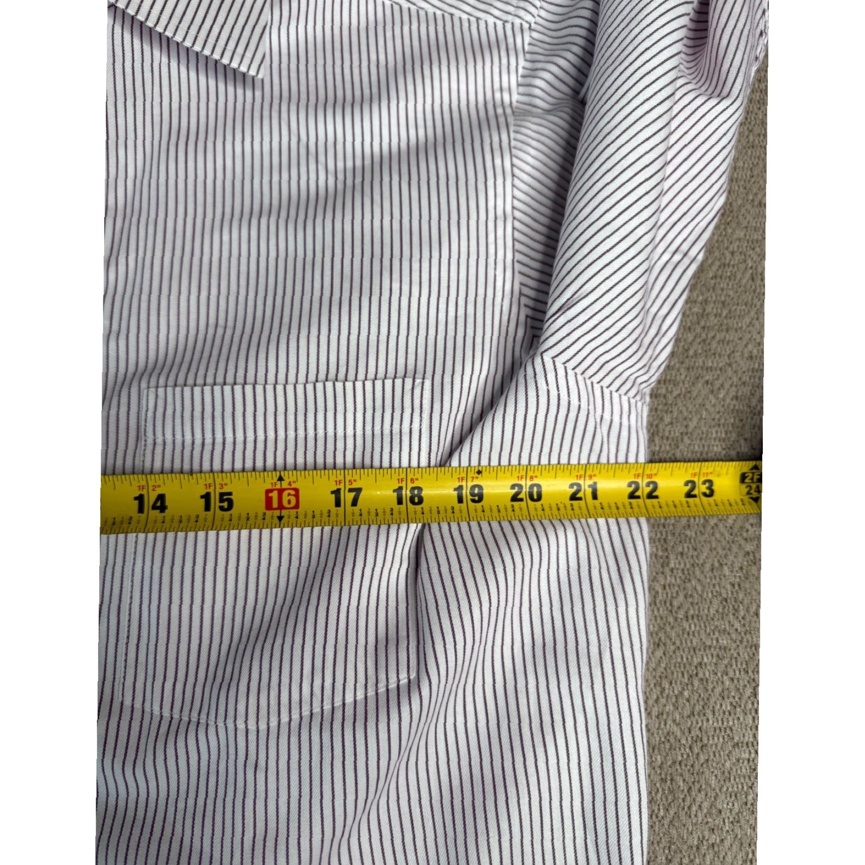 Vintage Donald J Trump Signature Collection Dress Shirt Striped 16.5 32/33 Long Sleeve White Men Regular Button Down Pocket Cotton Size 46R - 7 Thumbnail