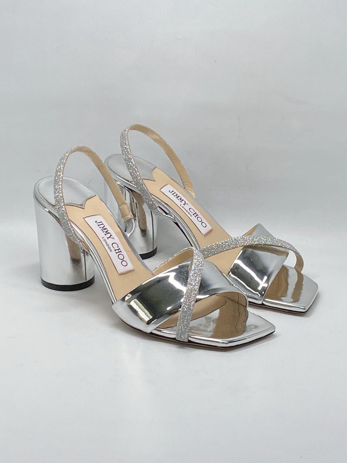 Jimmy Choo Metallic Leather Slingback Sandals size 36.5