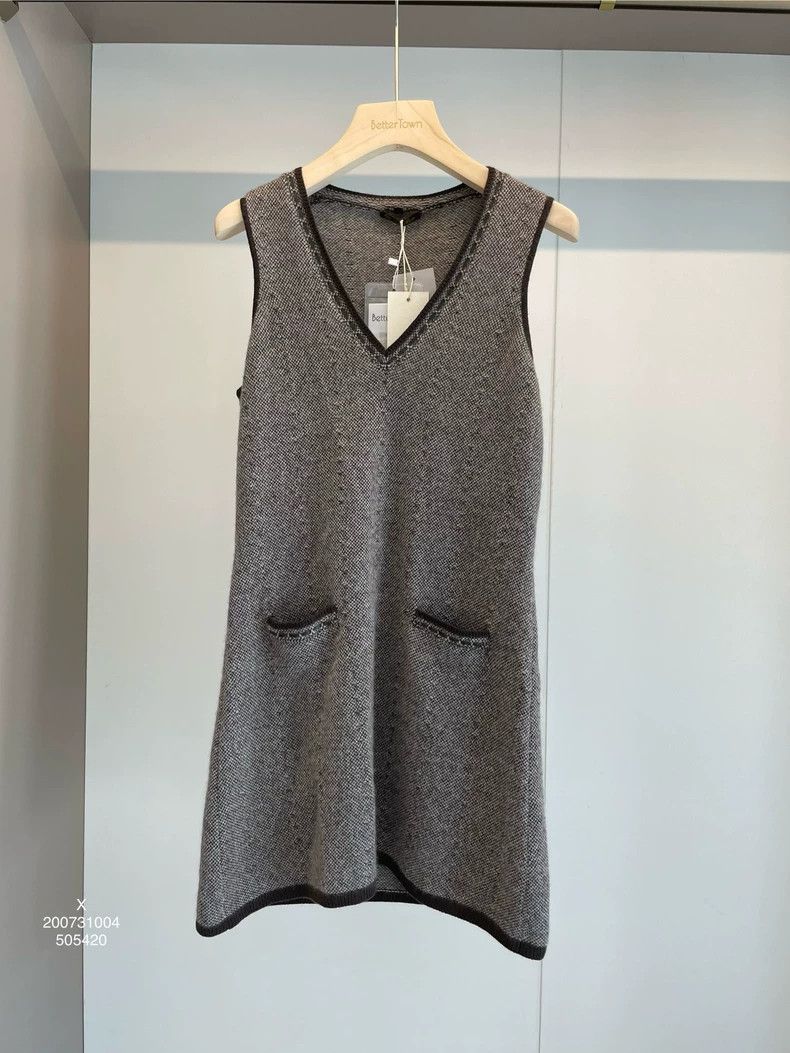 Loro Piana LORO PIANA Gray and beige cashmere vest skirt Size XL / US 12-14 / IT 48-50 - 1 Thumbnail