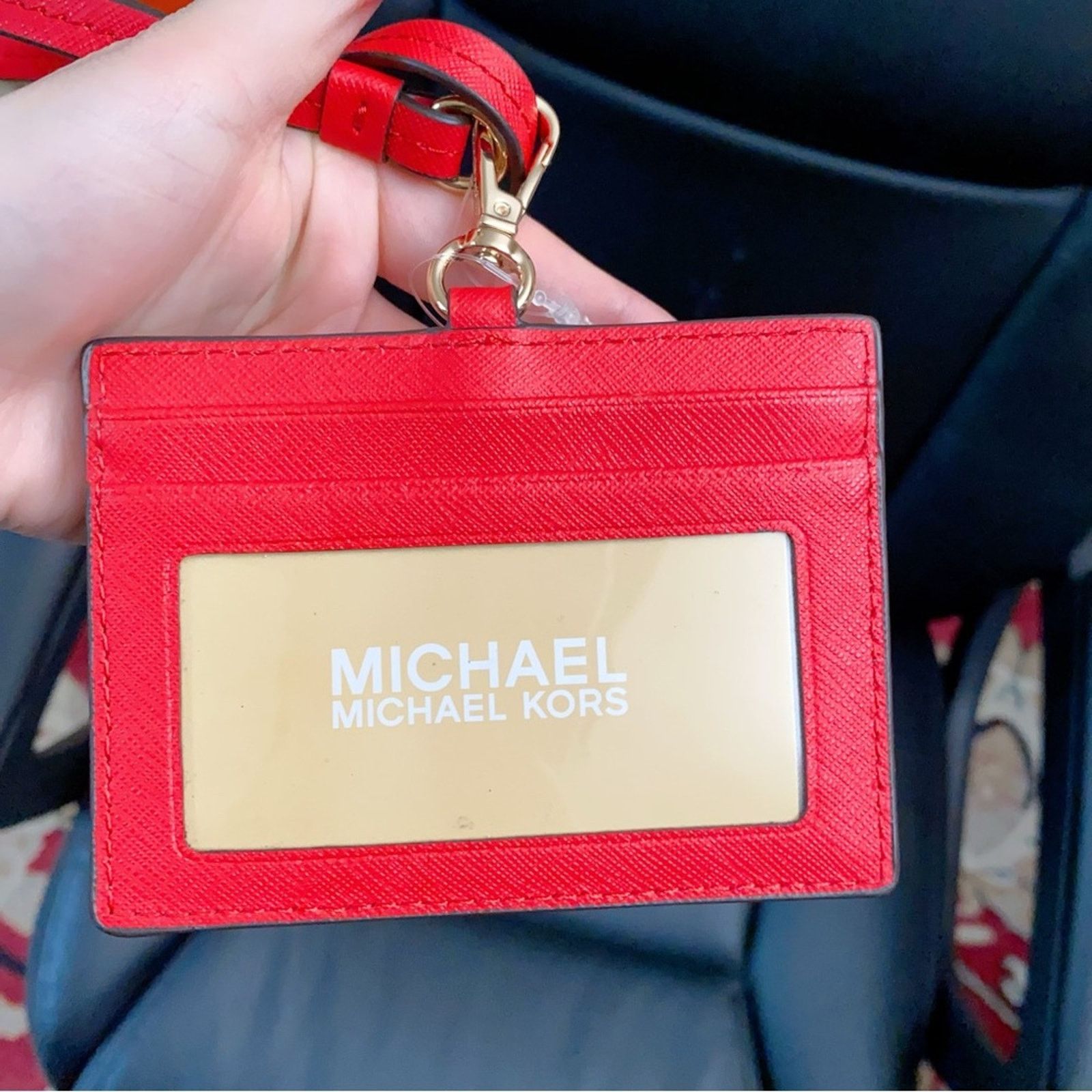 Michael Kors Michael Kors ID card case lanyard in dark sangria Size ONE SIZE - 5 Thumbnail