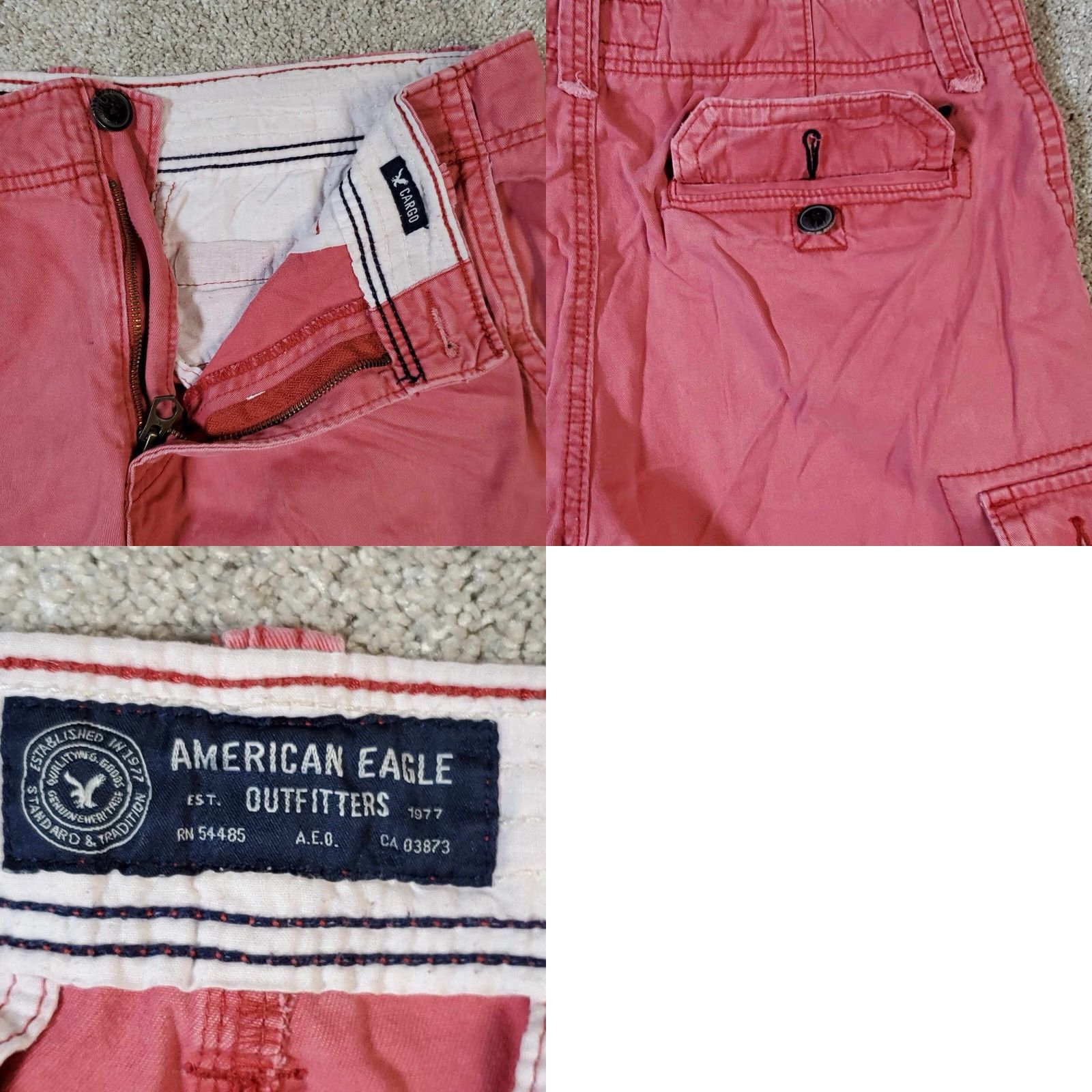 American Eagle Outfitters VINTAGE American Eagle Outfitters Cargo Shorts Men’s 33 Orange Flat Front Belt Loops Casual 90s? Size US 33 - 8 Thumbnail