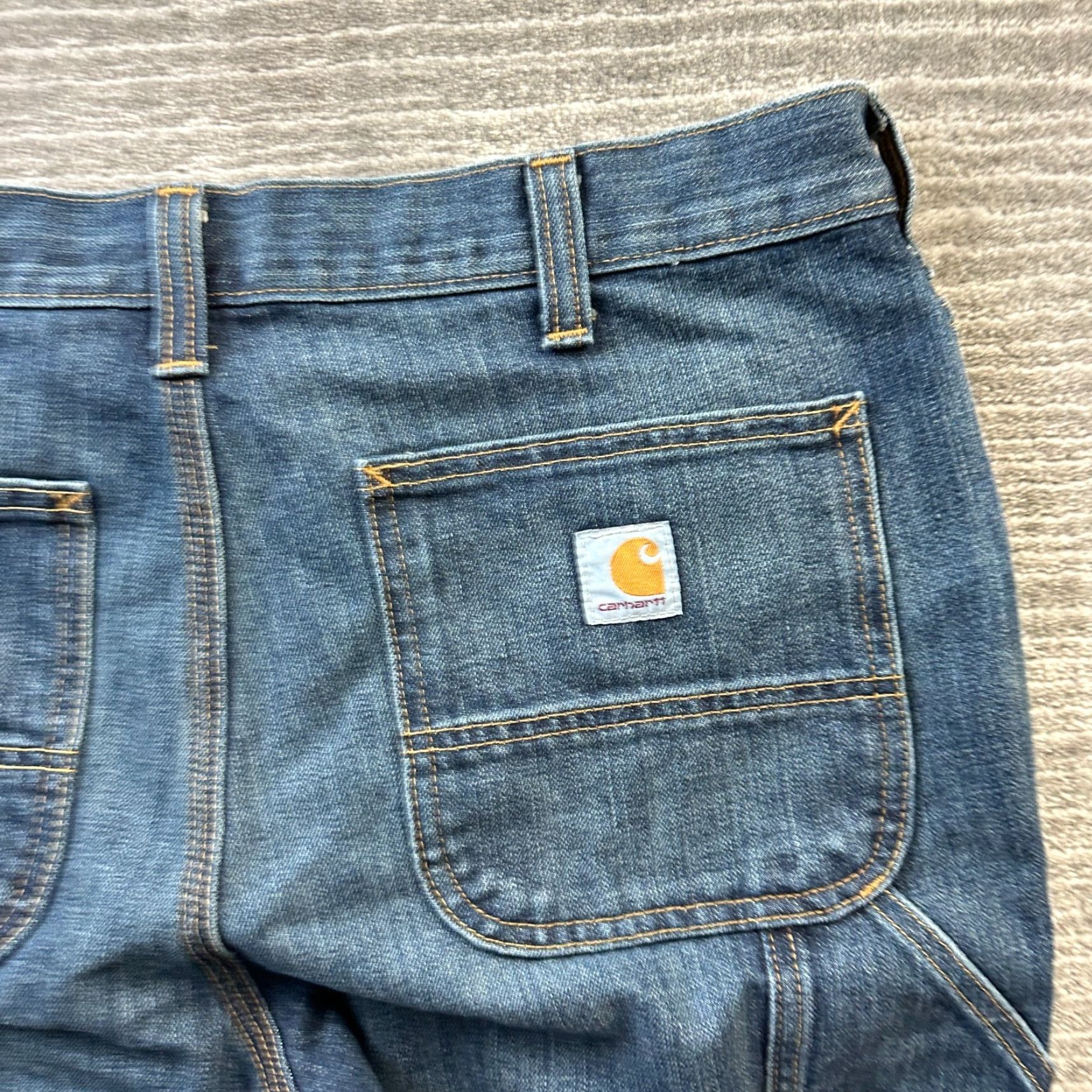 Carhartt Carhartt Jeans Mens 34x32 Blue Denim Relaxed Straight 5-Pocket 34 32 Cotton Blend Workwear Pants Size US 34 / EU 50 - 4 Thumbnail