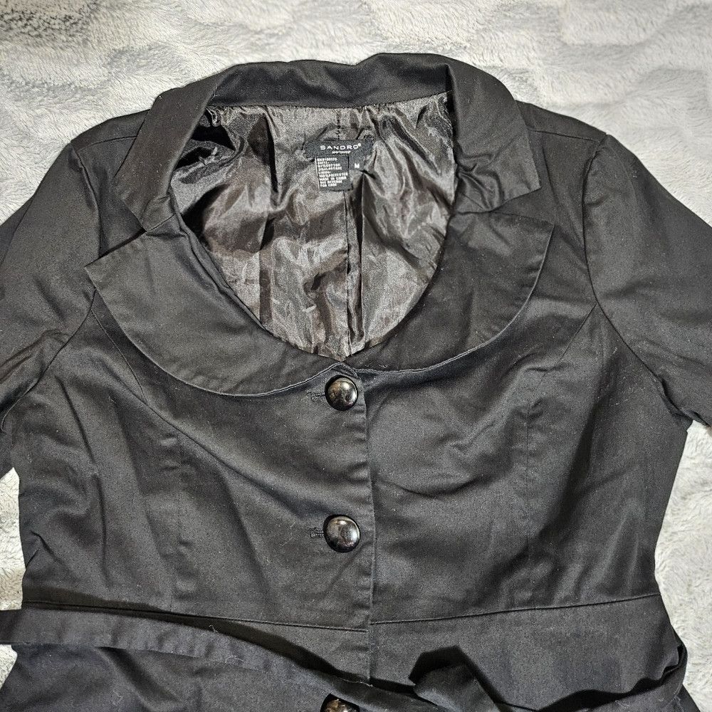 Sandro × Vintage Sandro Sportswear Black Belted Crop 3/4 sleeve Blazer Jacke Size M / US 6-8 / IT 42-44 - 4 Thumbnail