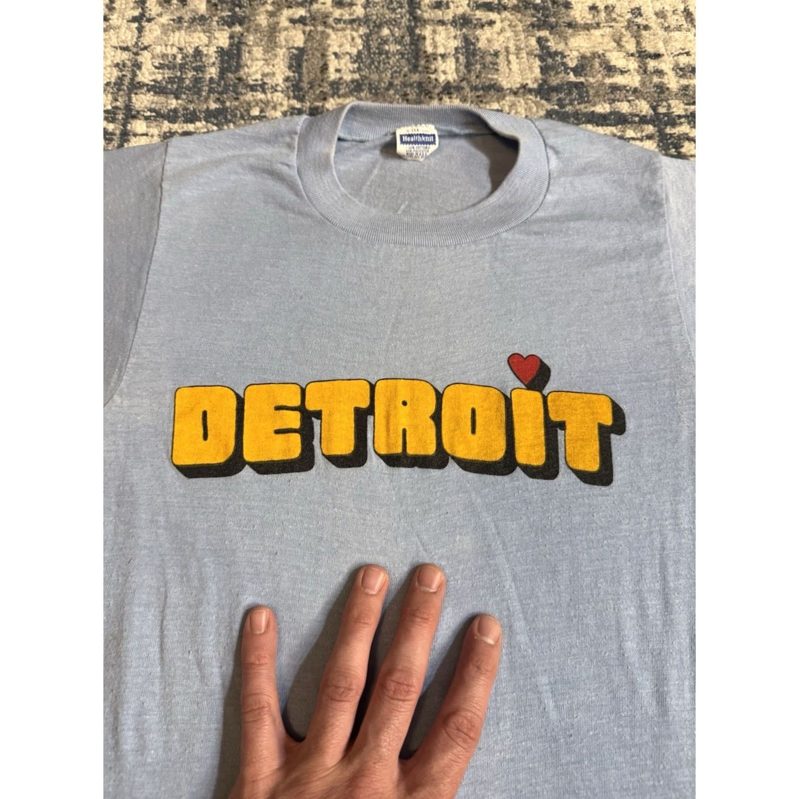 Vintage VINTAGE Sportswear T-Shirt 70s Detroit Heart Punk Rock Band Music Michigan S Blue Mens Size US S / EU 44-46 / 1 - 2 Thumbnail