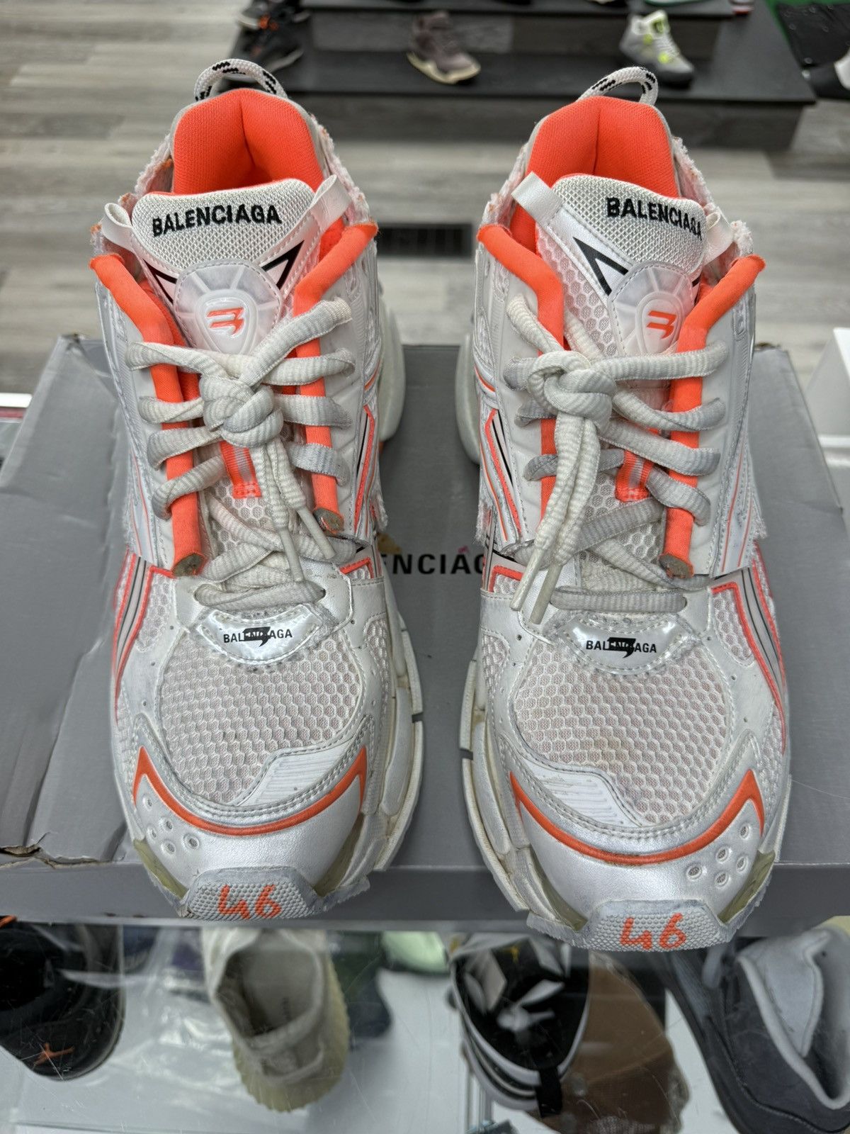 Balenciaga white orange balenciaga runners Size US 13 / EU 46 - 1 Thumbnail