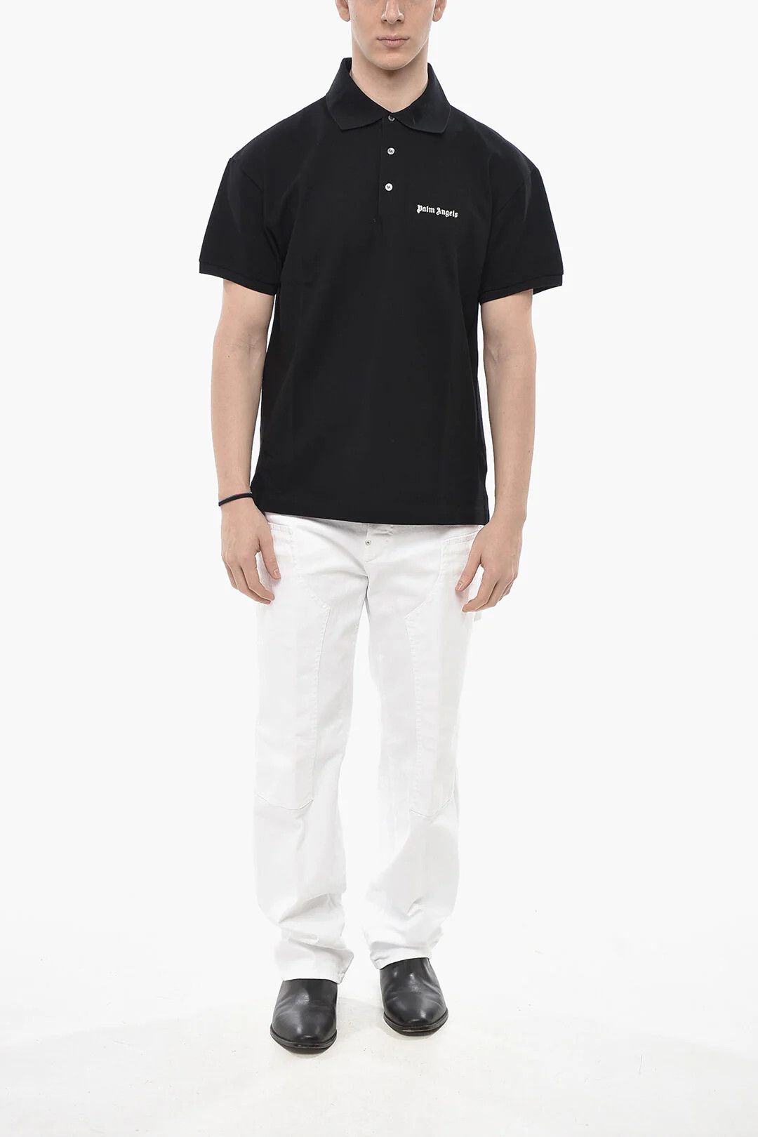 Palm Angels og1mm0226 Hopsack Cotton Polo Shirt in Black Size US L / EU 52-54 / 3 - 4 Thumbnail