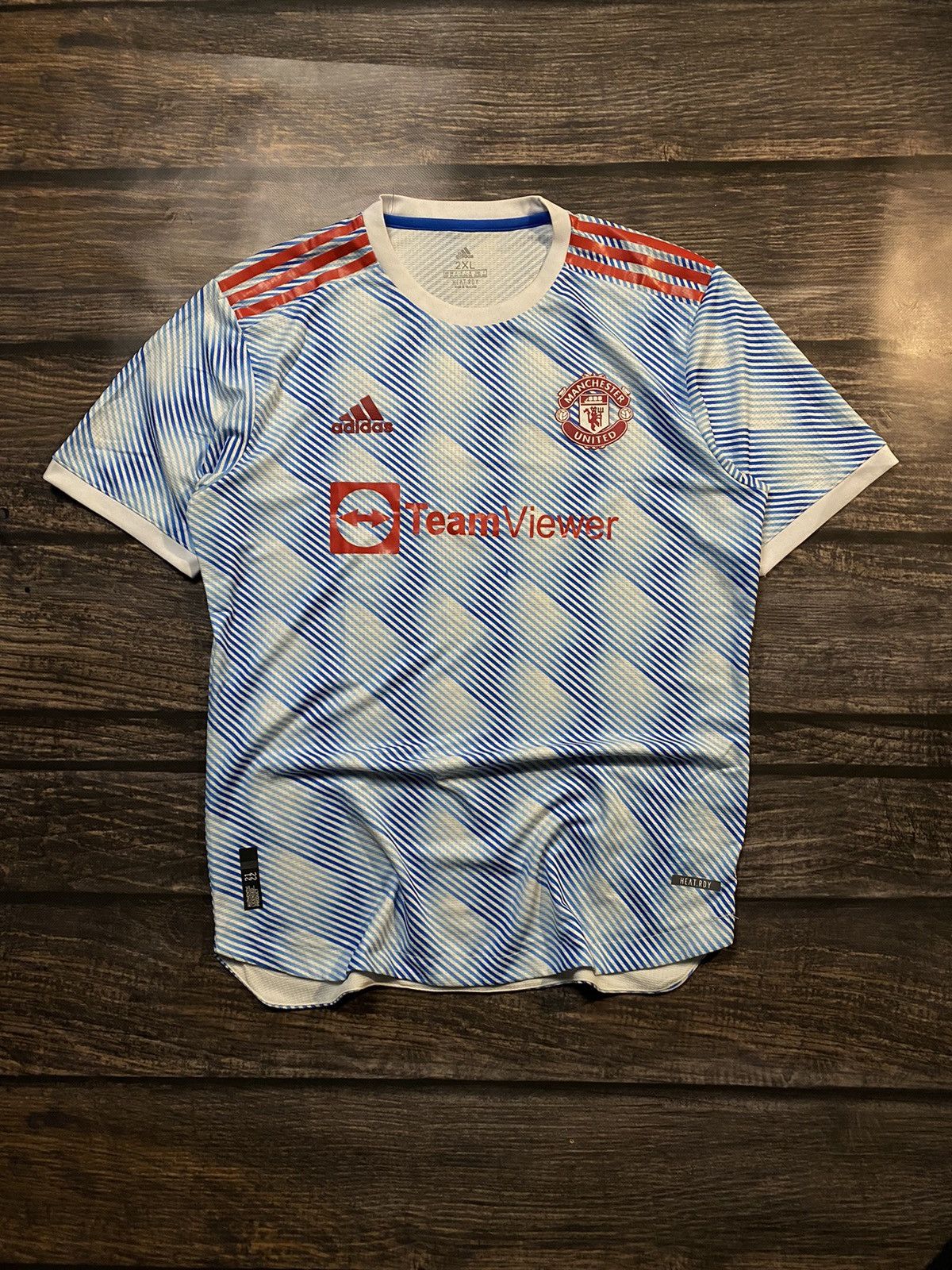 Adidas RARE ❗️ ADIDAS MANCHESTER UNITED STRIPED JERSEY Size US XL / EU 56 / 4 - 1 Thumbnail