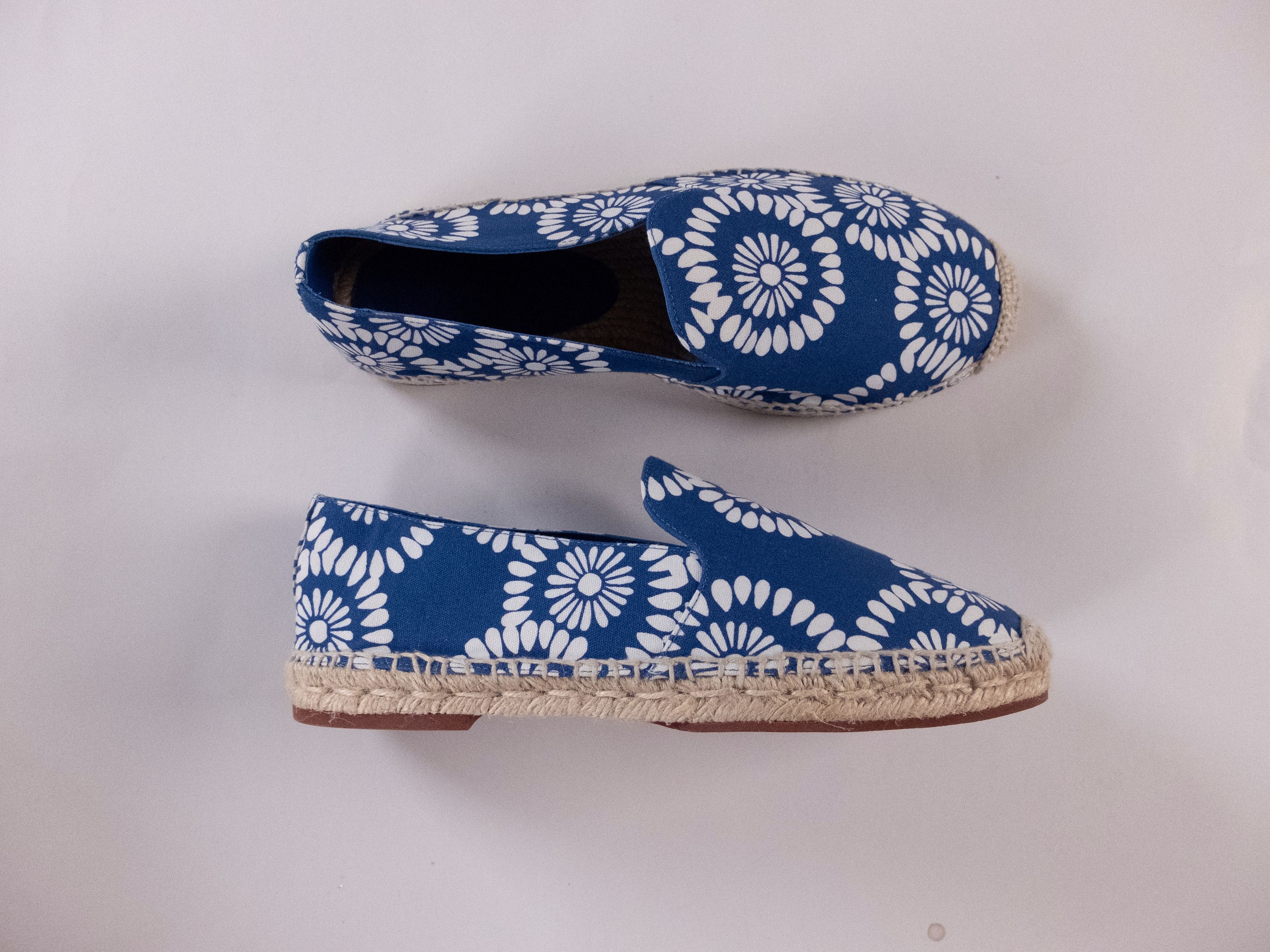 image of Loro Piana Seaside Walk Blue Floral Cotton Espadrilles 9 42 Shoes, Men's
