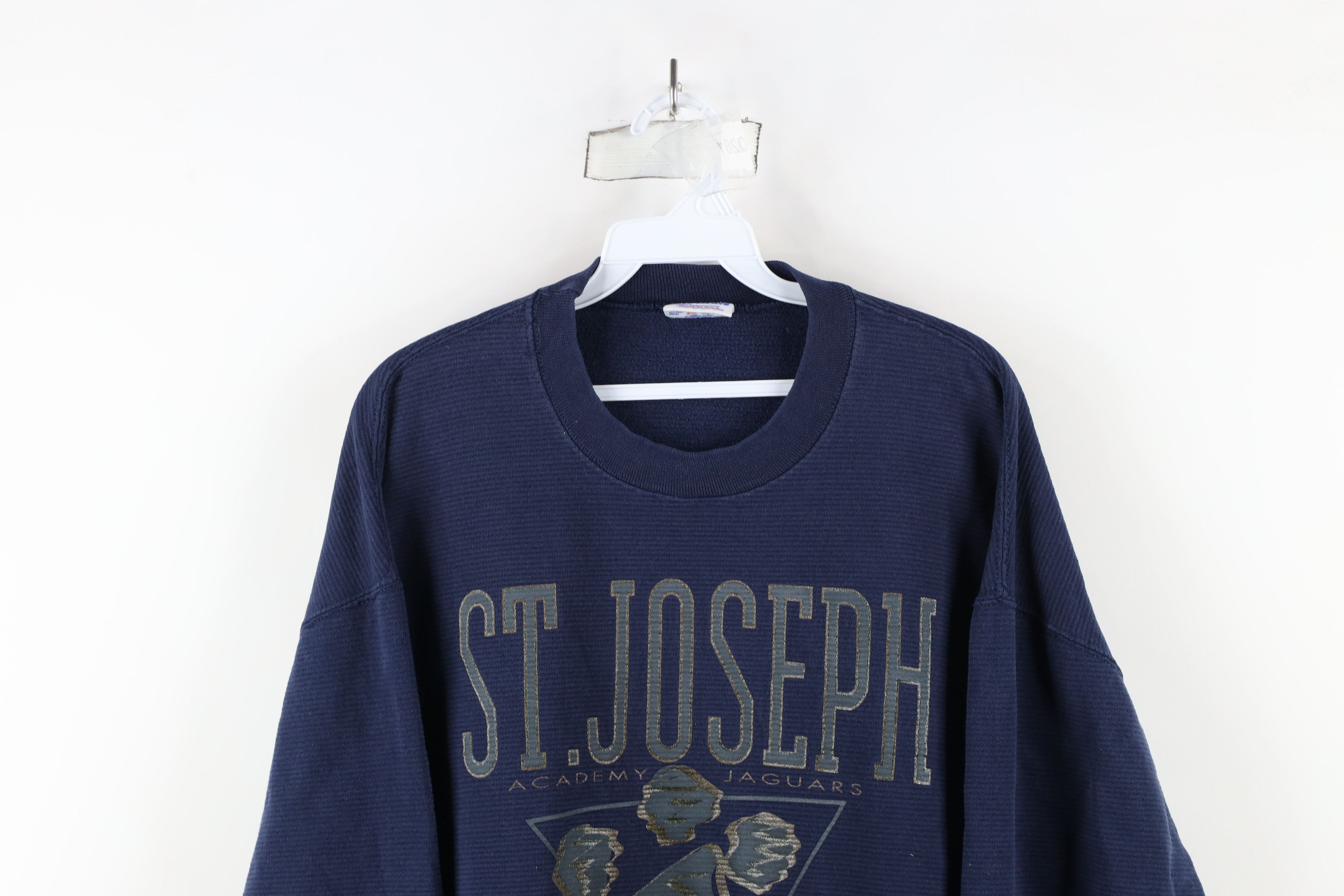 Vintage Vintage 90s Spell Out St Joseph Jaguars Sweatshirt Blue USA Size US XL / EU 56 / 4 - 2 Thumbnail