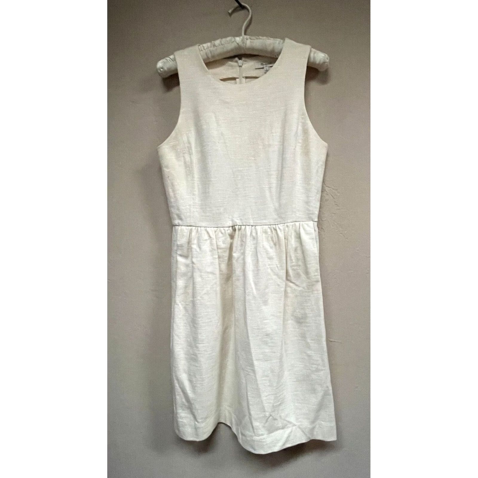 Madewell Madewell Pierside Zip Back Fit & Flare Mini Dress Cream Women’s Size Small 49698 Size S / US 4 / IT 40 - 2 Thumbnail