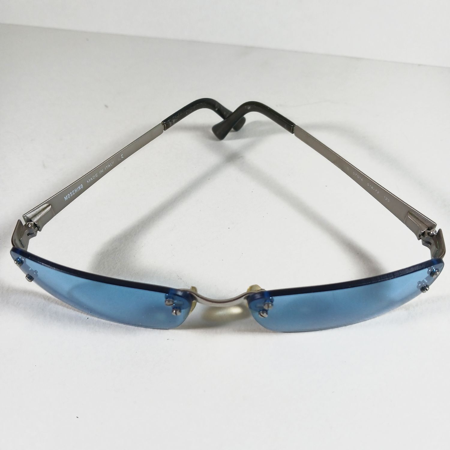 Moschino Moschino M3111-S Silver Metal Rimless Sunglasses Blue Lenses Size ONE SIZE - 7 Thumbnail