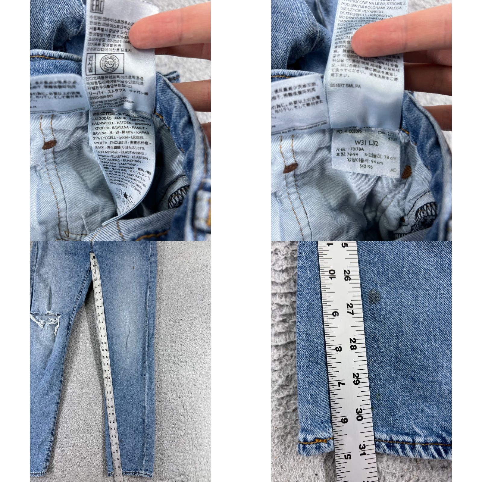 Levi's VINTAGE Levi's Jeans 511 28x31 Blue Denim Slim 5-Pocket Mens Regular Cotton Blend Premium Read Size US 31 - 8 Thumbnail