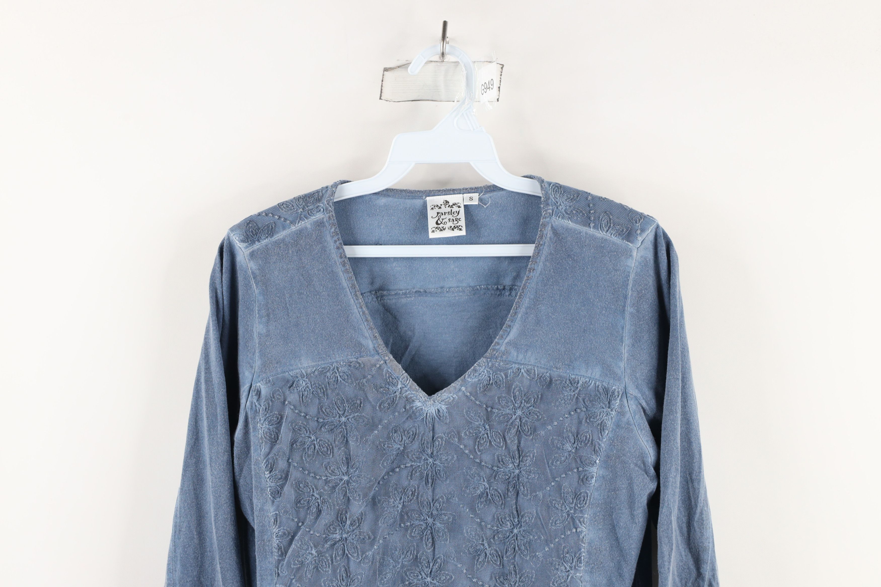 Vintage Vintage 90s Parsley & Sage Lace Flower Tunic T-Shirt Blue Size S / US 4 / IT 40 - 2 Thumbnail