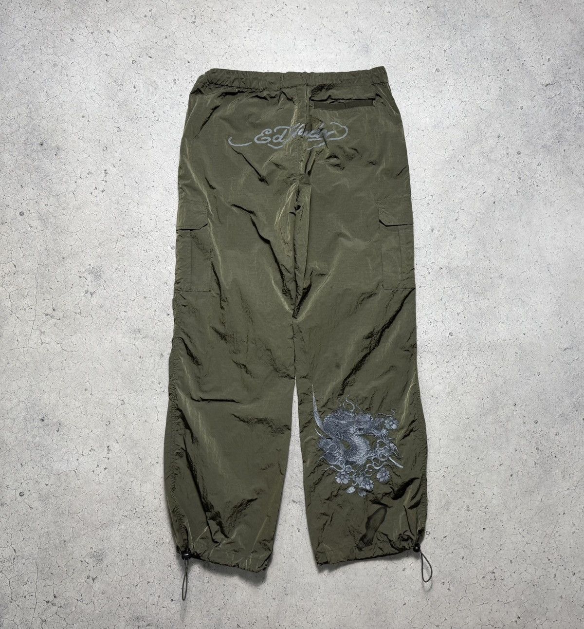 Ed Hardy Ed Hardy Nylon Baggy Track Pants Big Logo Size L Rap Size US 34 / EU 50 - 1 Thumbnail