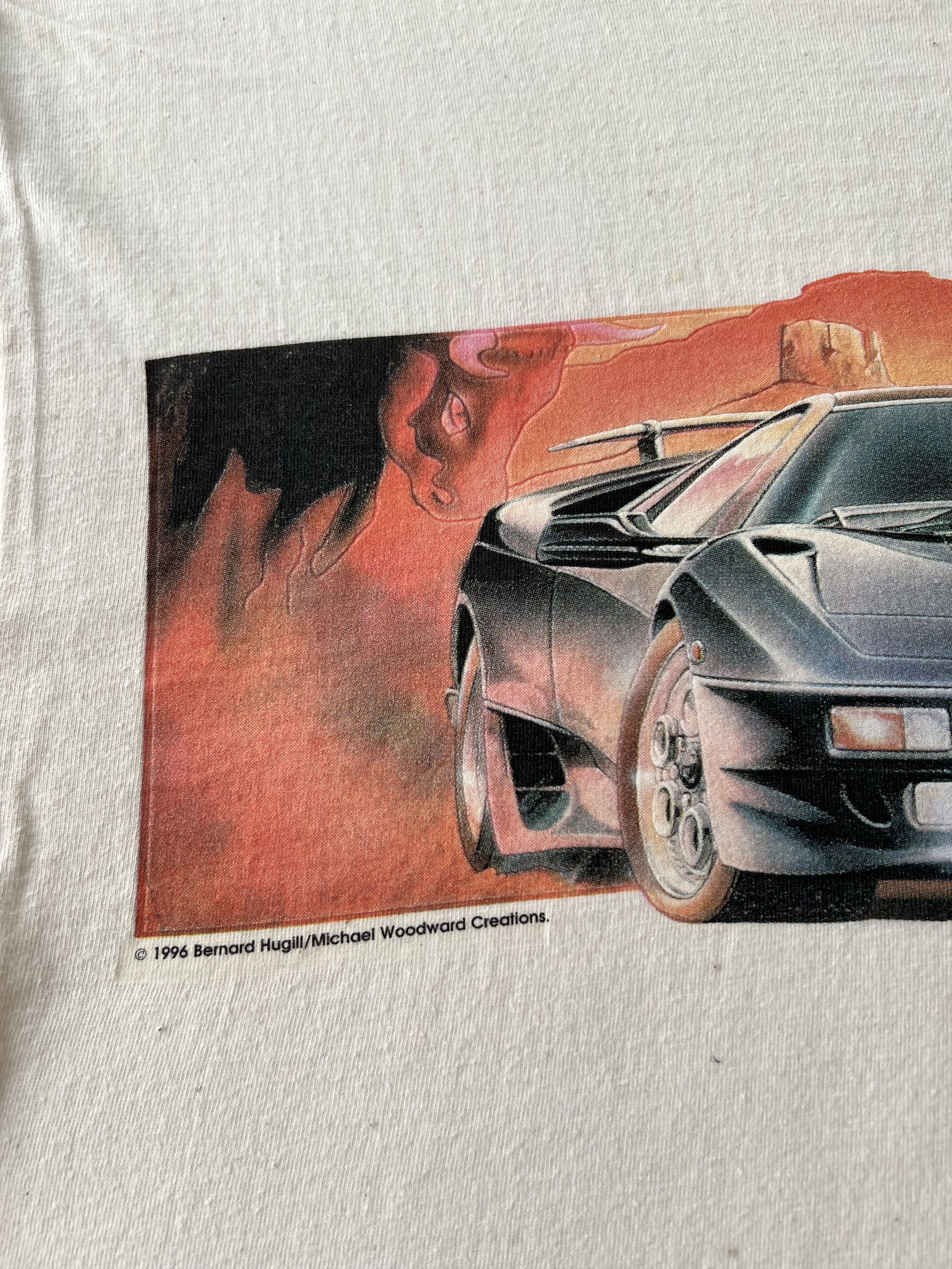 Vintage Vintage 1996 Lamborghini Diablo Promo White T-shirt Size US L / EU 52-54 / 3 - 5 Thumbnail
