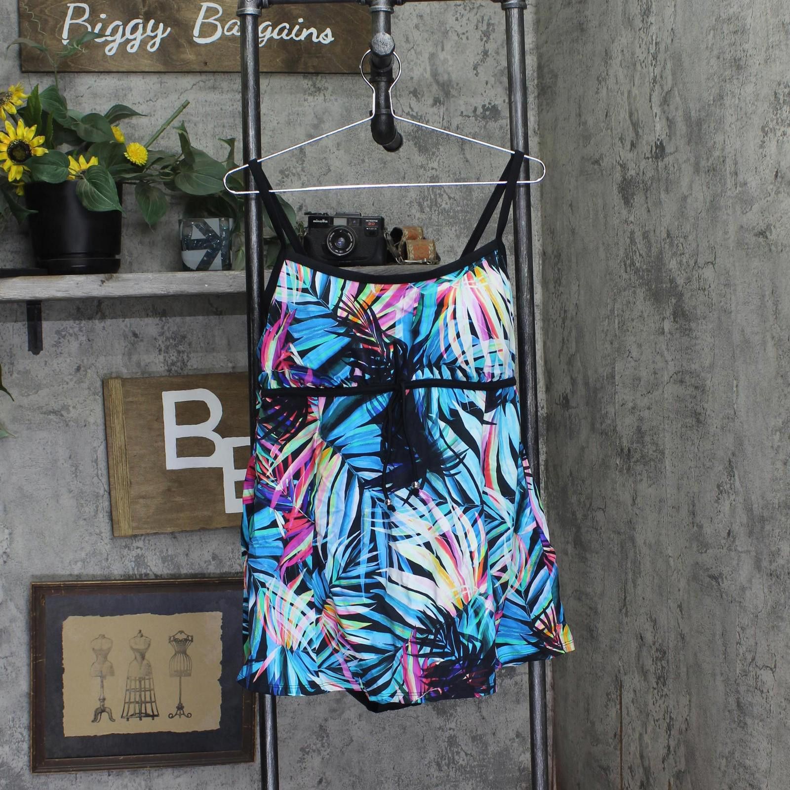 Other Nwt Swim Solutions Empire One-piece Fiesta Fronds Blue 16w Size ONE SIZE - 1 Thumbnail