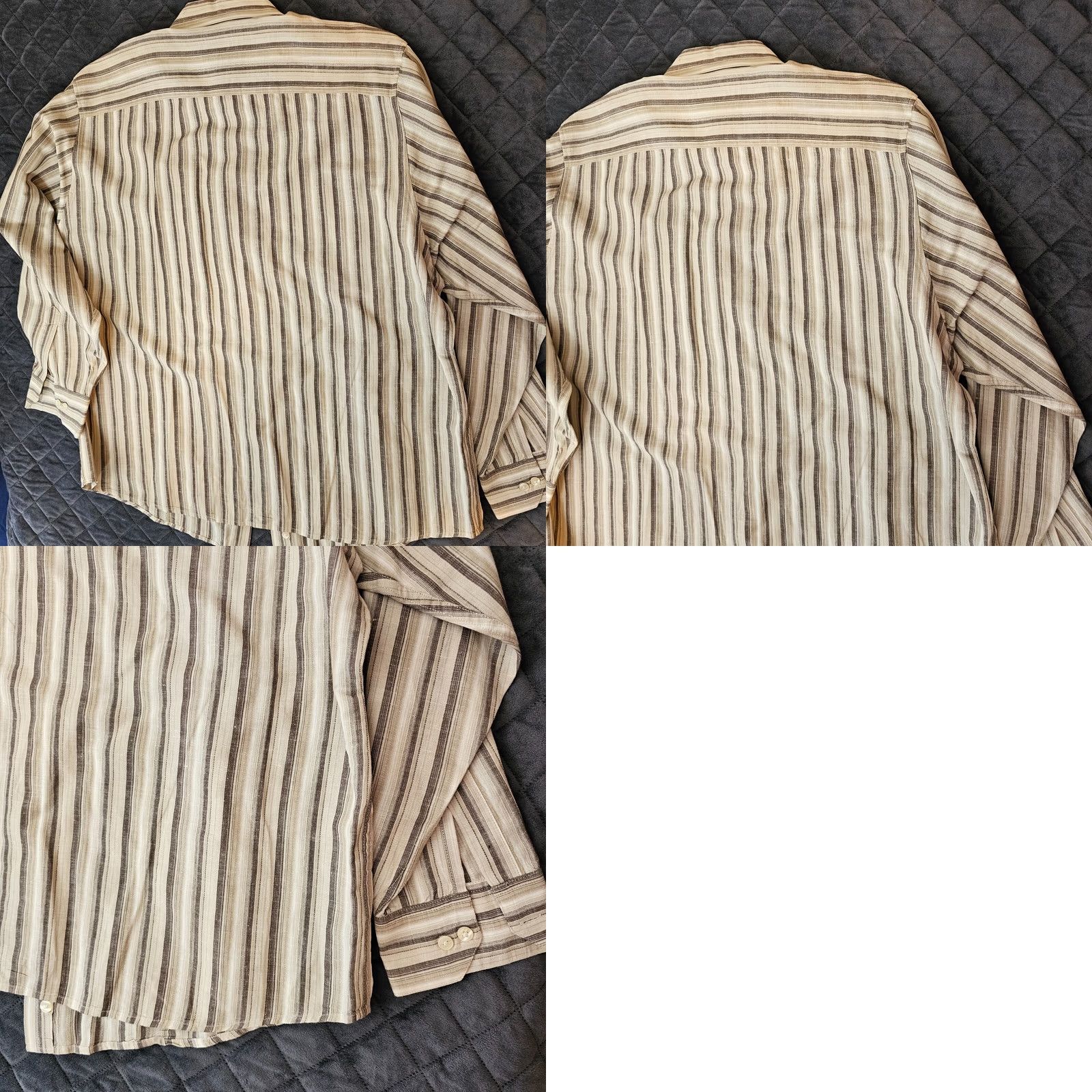 Vintage CONCEPTS BY CLAIBORNE Shirt XL Beige Striped Long Sleeve Button-Up Cotton Linen Size US XL / EU 56 / 4 - 8 Thumbnail