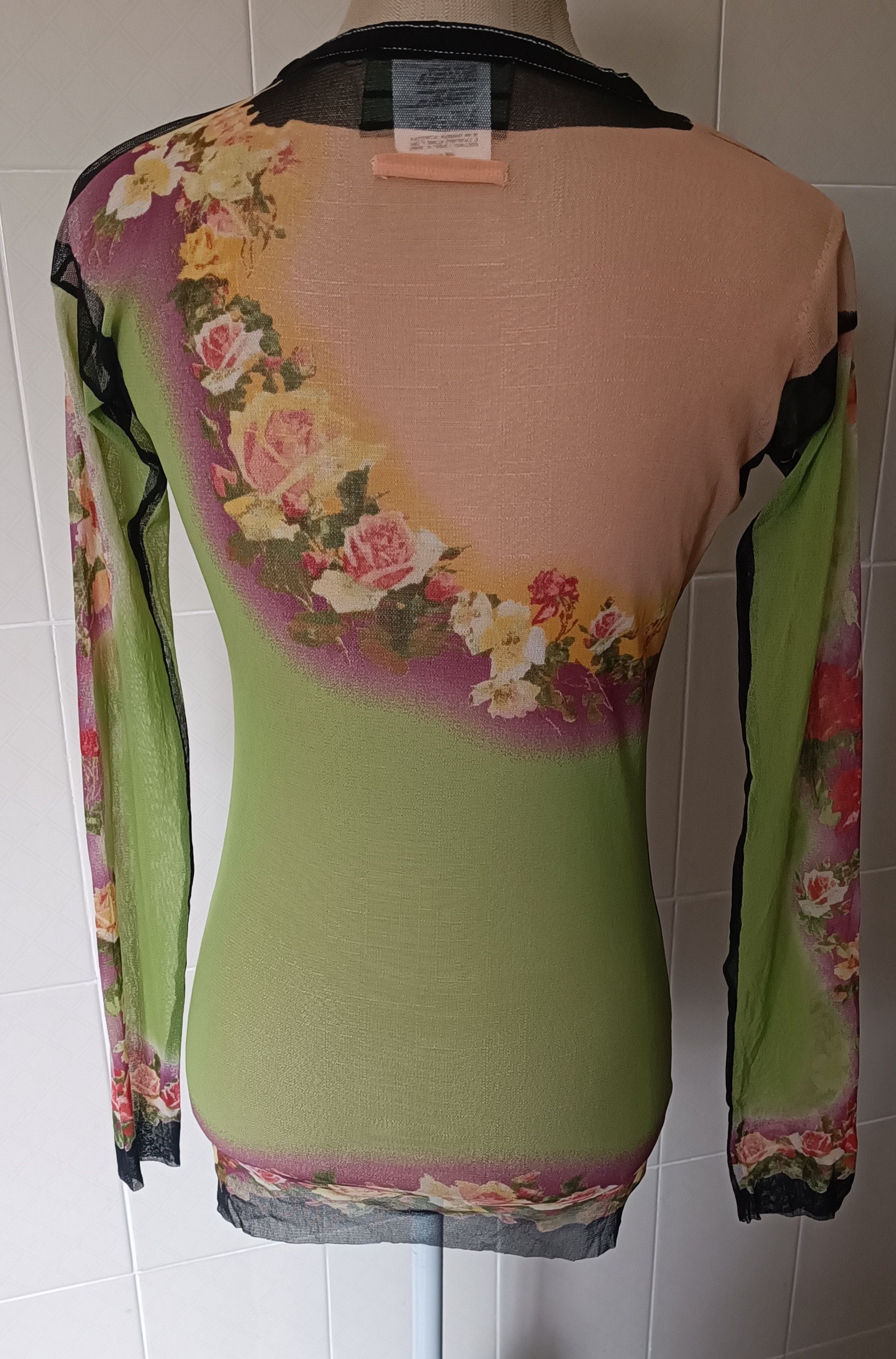 Jean Paul Gaultier SS2001_ flower print nylon mesh top Size L / US 10 / IT 46 - 10 Thumbnail