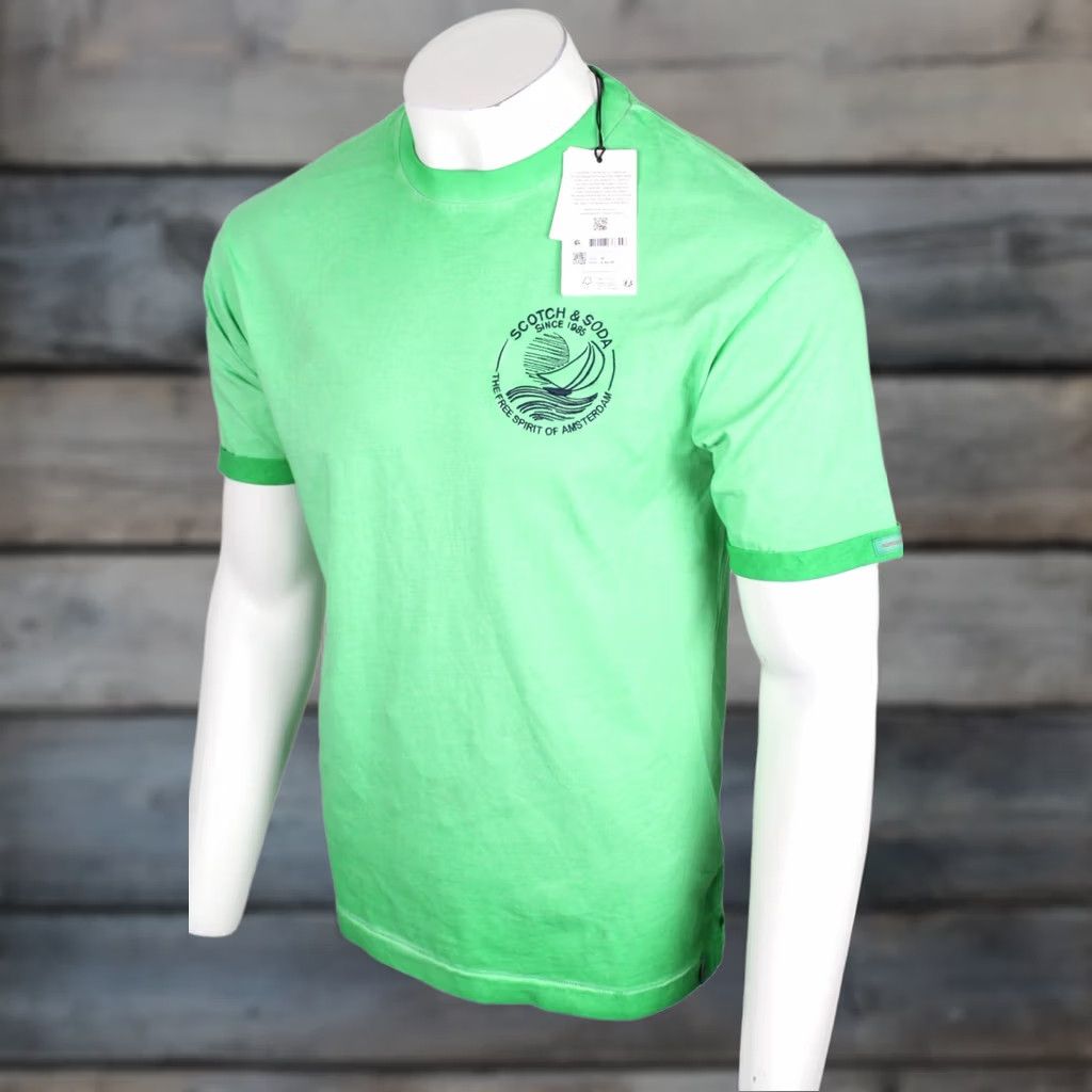 Scotch & Soda Scotch & Soda Men's T Shirt Cold Dyed Artwork Short Sleeve Cuffed Green Size US S / EU 44-46 / 1 - 1 Thumbnail