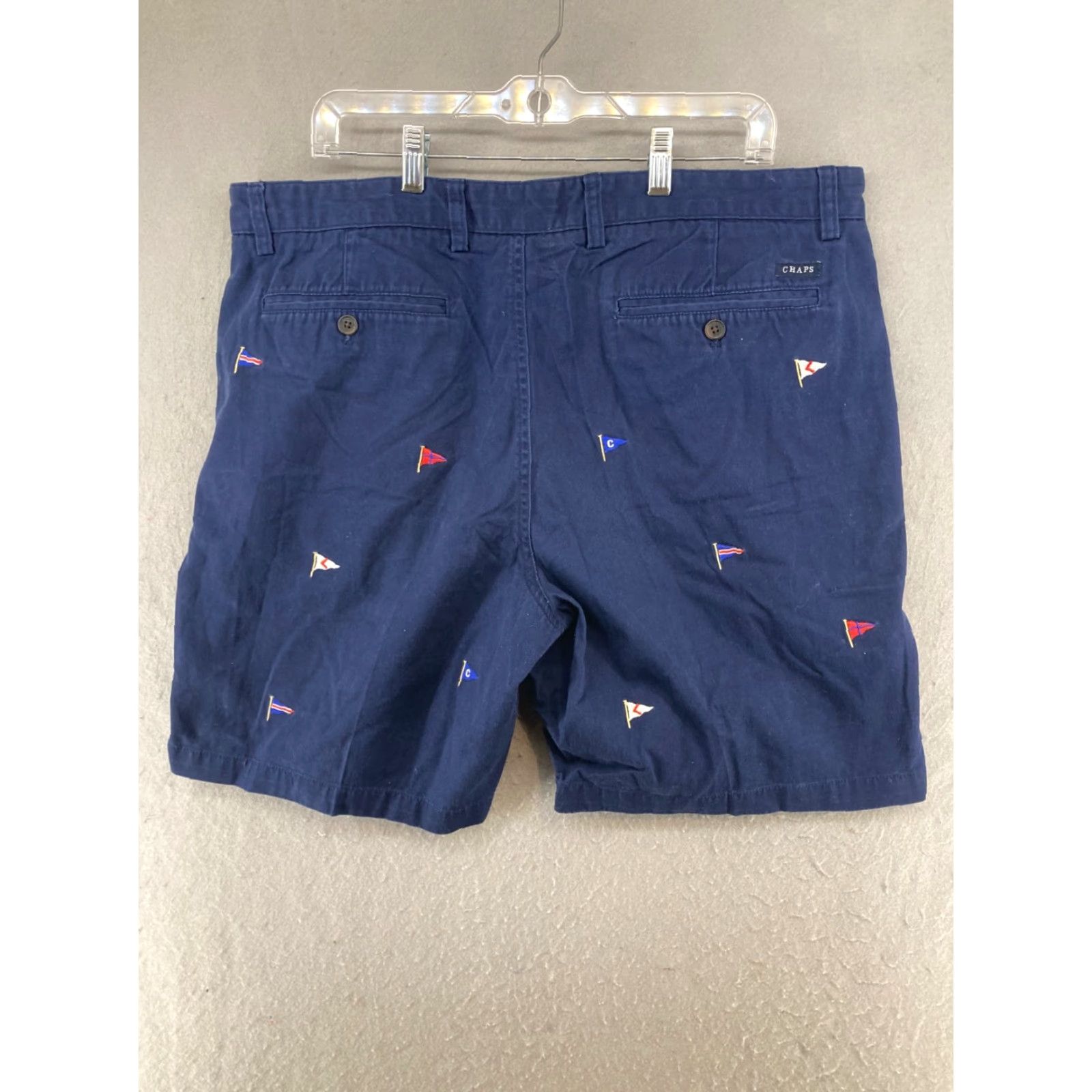 Chaps Chaps Khaki Chino Shorts Pants Mens 40 Sail Flag Embroidered Blue Button Pockets Size US 40 / EU 56 - 6 Thumbnail