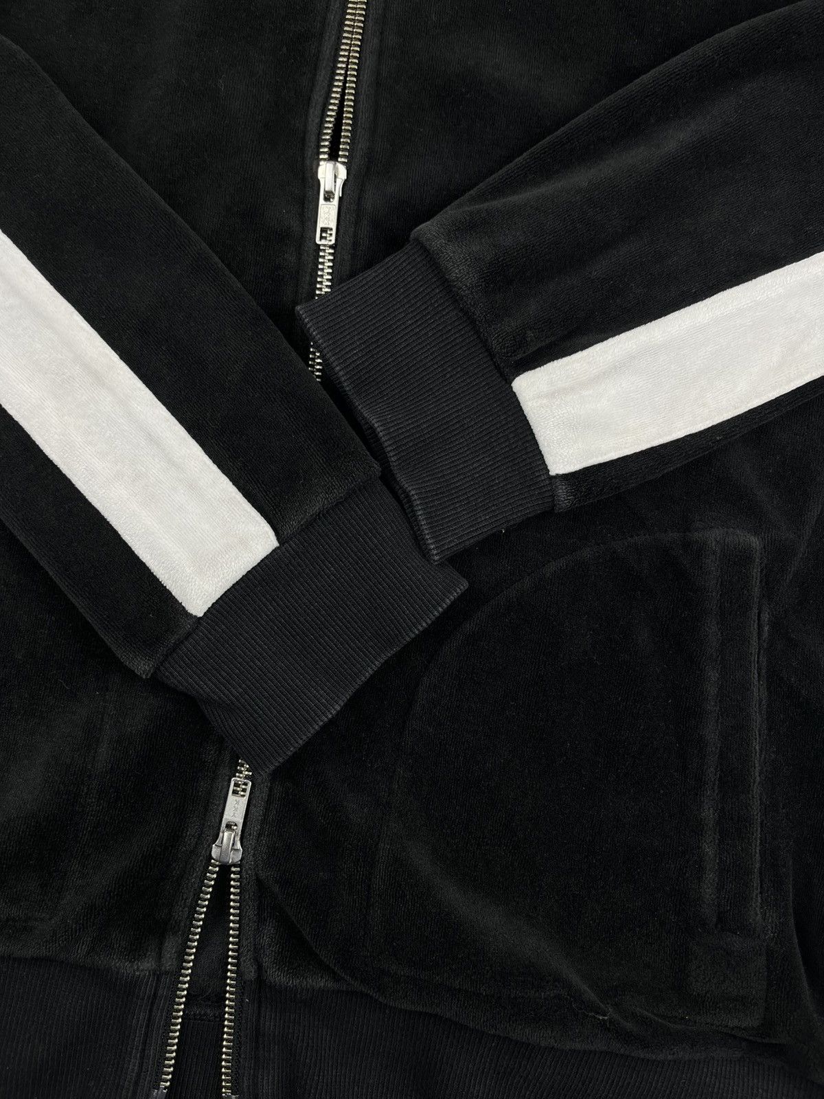 Japanese Brand × Number (N)ine Number (N)ine Black Double Zip Velour Striped Track Jacket Size US S / EU 44-46 / 1 - 5 Thumbnail