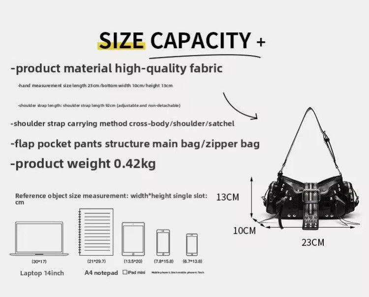 Other Y2K Rivet Shoulder Bag / Black PU Leather / Women Size ONE SIZE - 6 Thumbnail