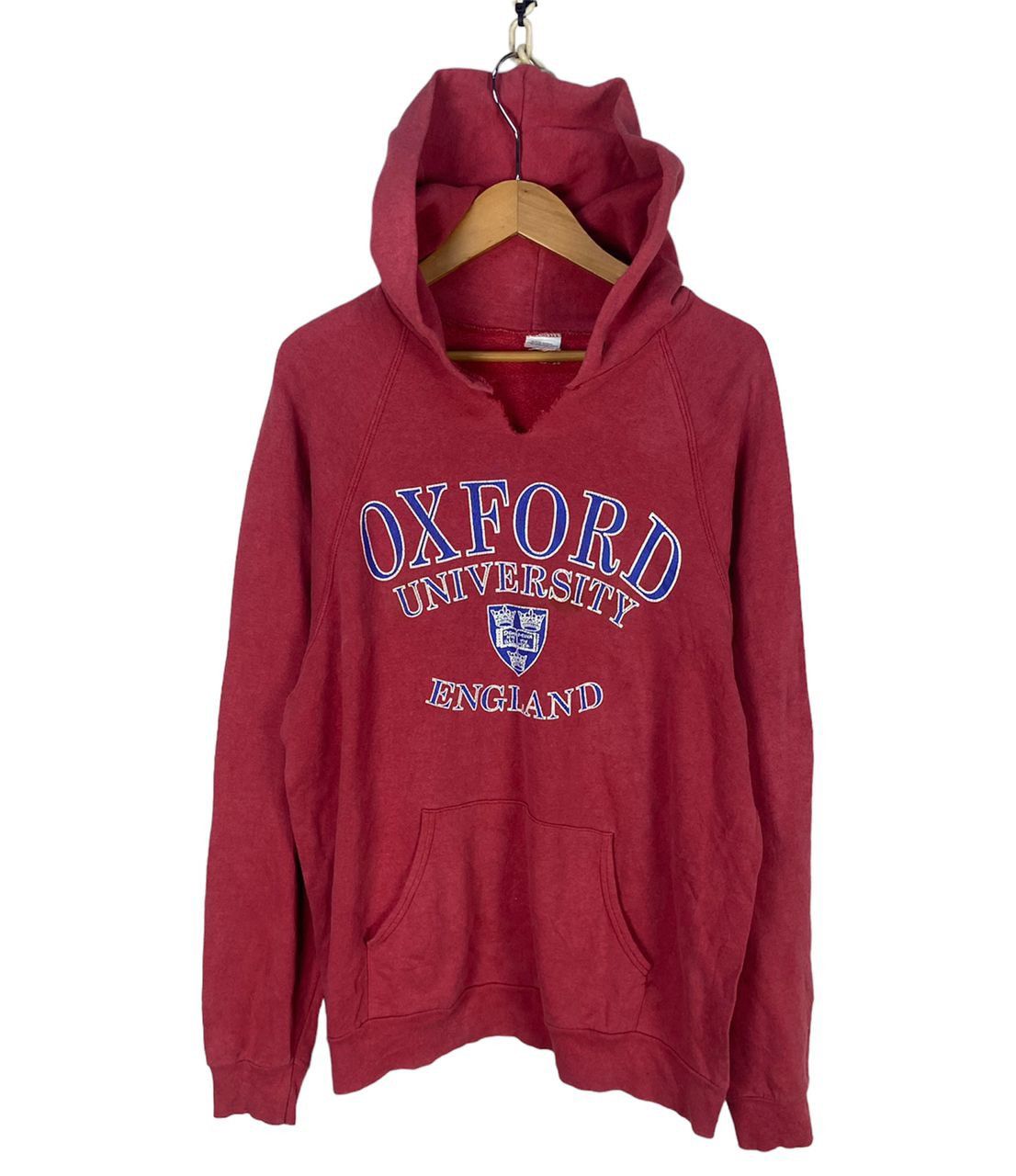 image of American College x Oxford Vintage Oxford University England Hoodie Pullover in Red (Size Large)