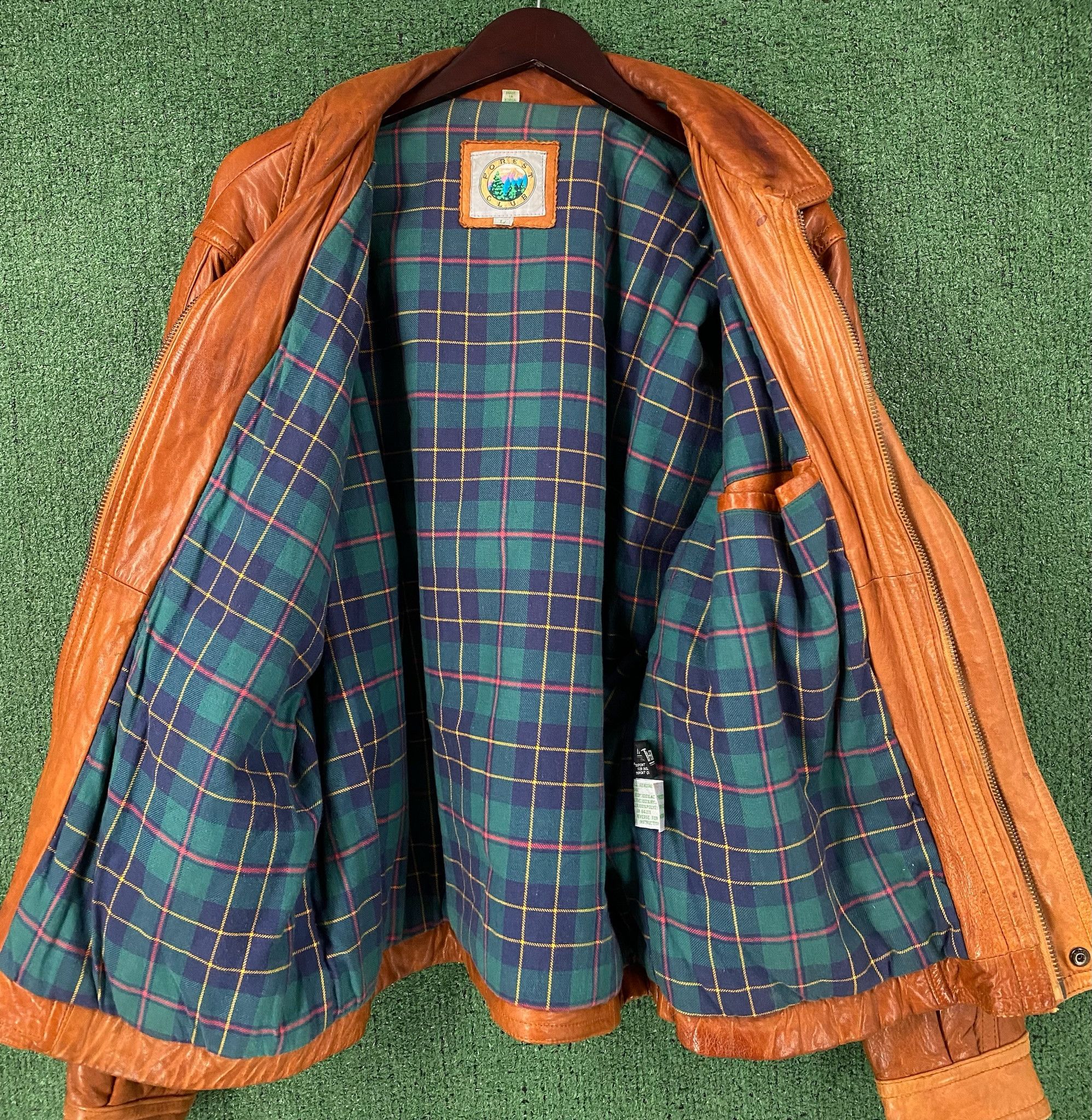 Vintage 90’s Forest Club Tobacco Soft Leather Plaid Lined Jacket XL Size US XL / EU 56 / 4 - 7 Thumbnail