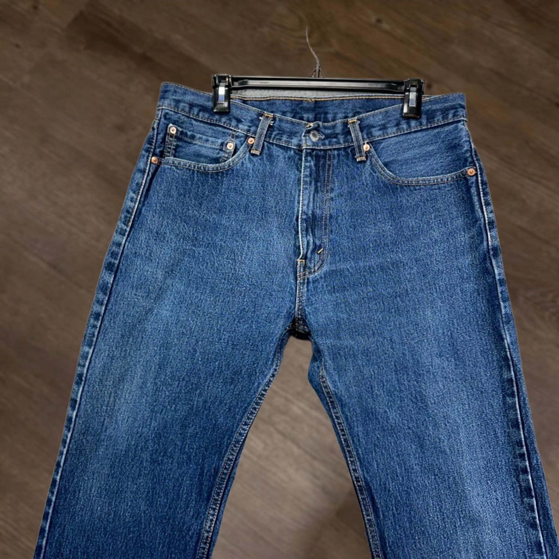 Levi's Levi's 505 Jeans Mens 36X29 Blue Distressed Red Tab 5 Pocket Denim Pants Straight Jeans Mens Regular Waist 32 Inseam 29 Info Vintage No Size US 36 / EU 52 - 1 Thumbnail