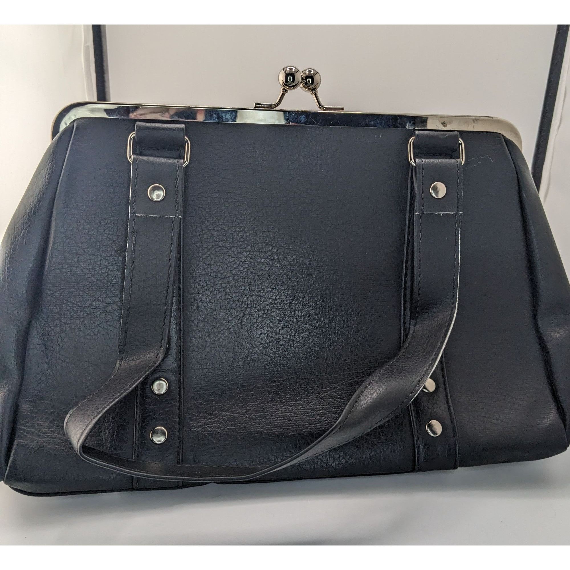 Other Hold Fast Handmade Gothic Black Faux Leather Handbag With Si Size ONE SIZE - 8 Thumbnail