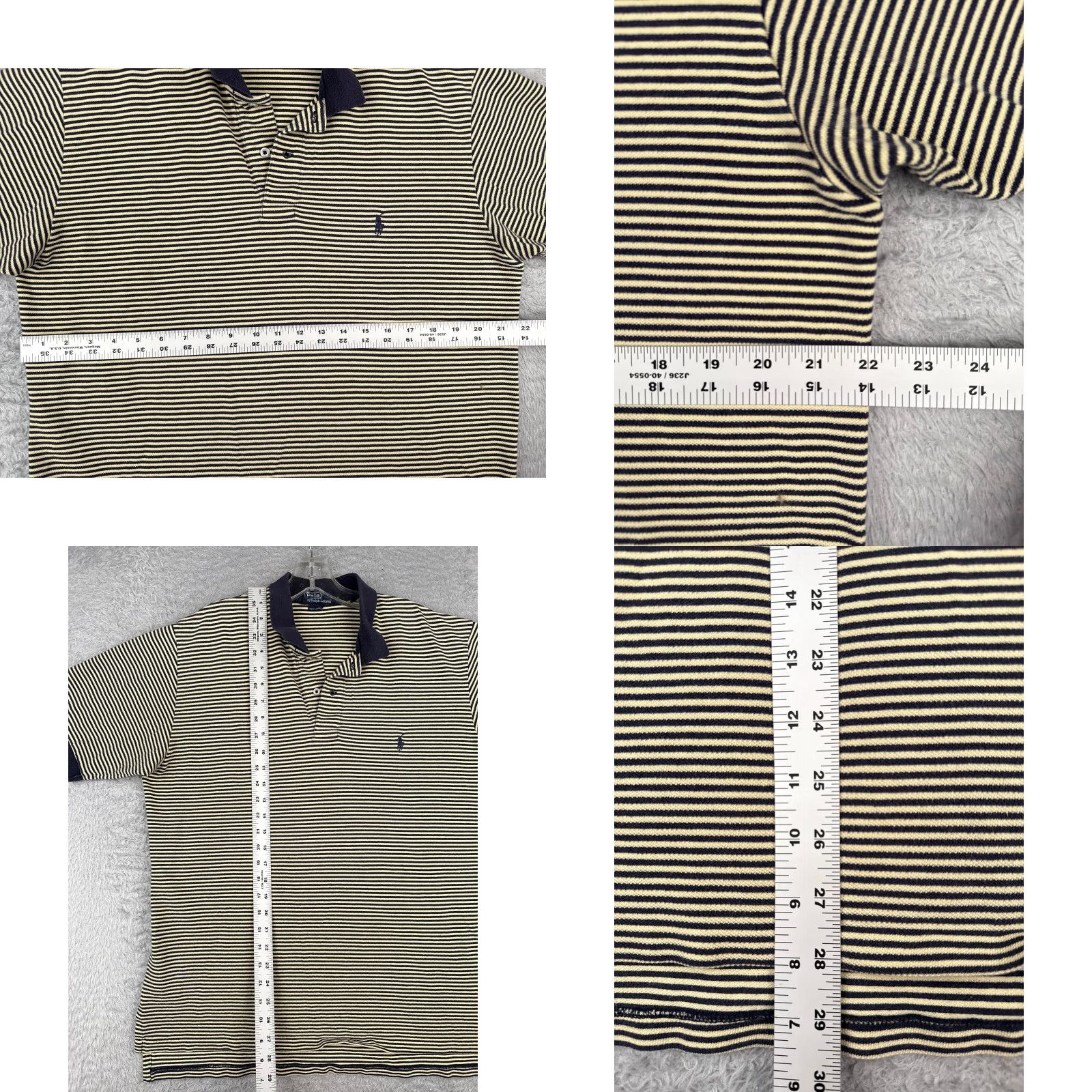 Ralph Lauren VINTAGE Ralph Lauren Polo Shirt Adult XL Blue Yellow Stripe 100% Cotton Short Sleeve Mens Slim Fit Size US XL / EU 56 / 4 - 8 Thumbnail
