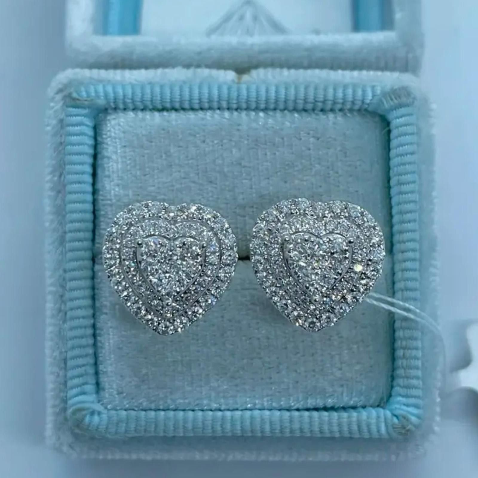 Designer 14k White Gold Plated 1.30 Ct Round Cut Sim Diamond Earrings Size ONE SIZE - 3 Thumbnail