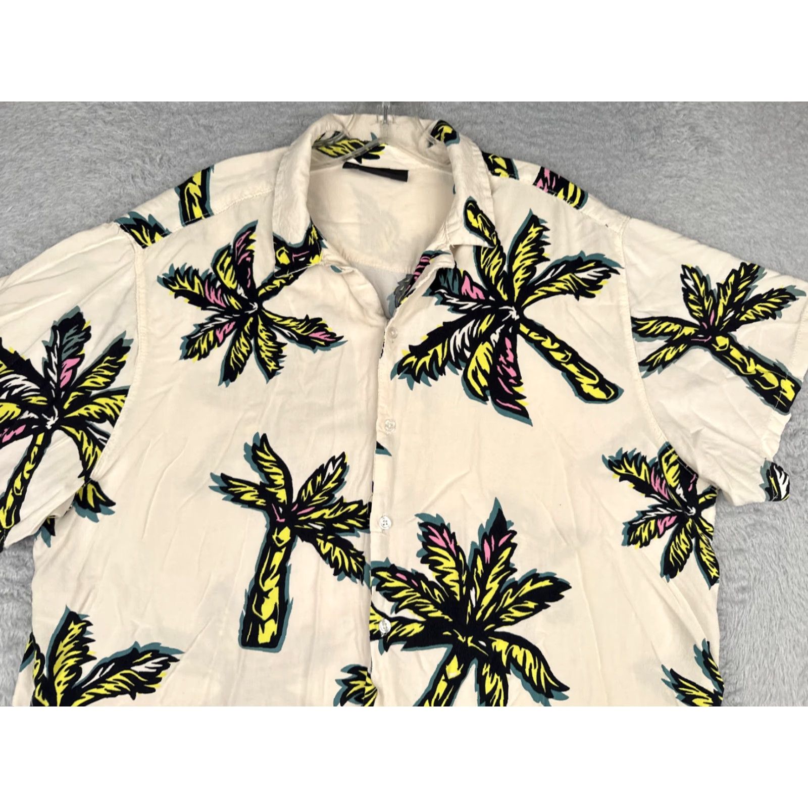 Vintage No Boundaries Shirt Men 2XL Ivory Yellow Palm Tree 100% Rayon Hawaiian Vintage? Size US XXL / EU 58 / 5 - 4 Thumbnail