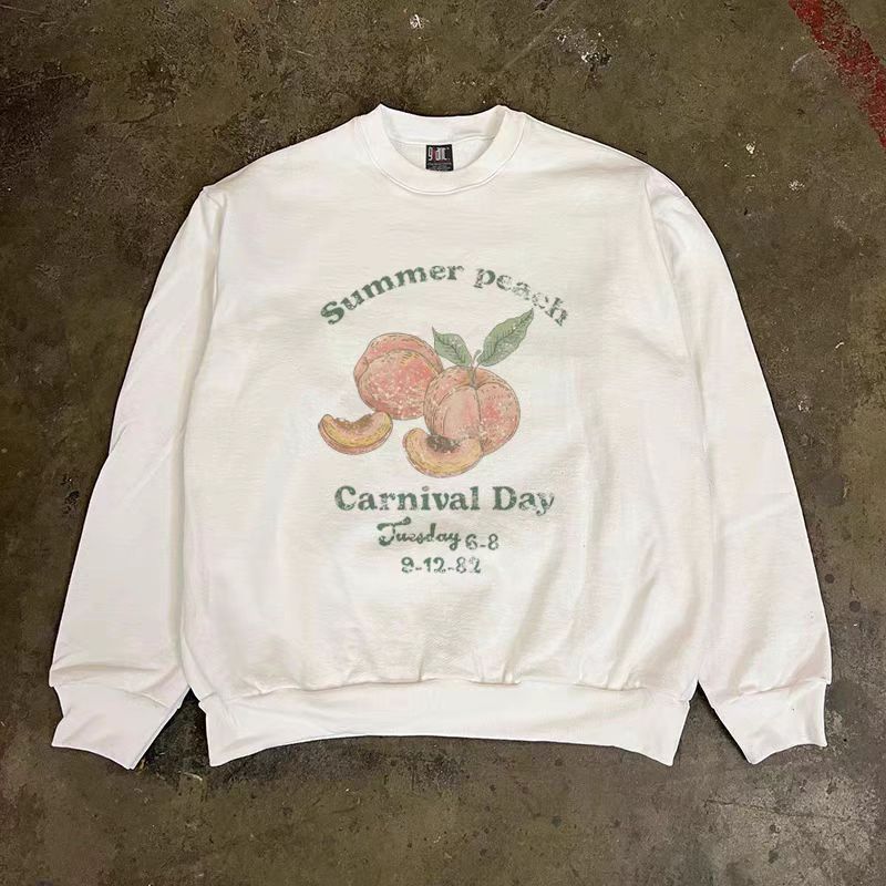 Designer × Japanese Brand White casual retro peach print all-match sweatshirt Size US L / EU 52-54 / 3 - 1 Thumbnail