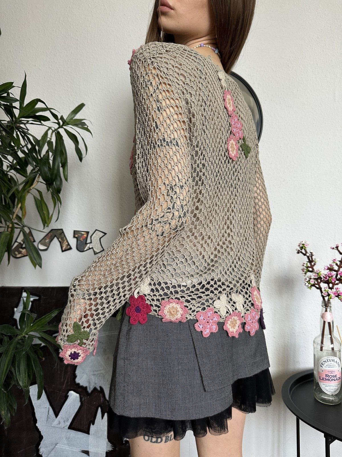 Japanese Brand × Seditionaries × Vintage Floral Knit Crochet Net Cardigan Flower Hippie Pattern Size XL / US 12-14 / IT 48-50 - 6 Thumbnail