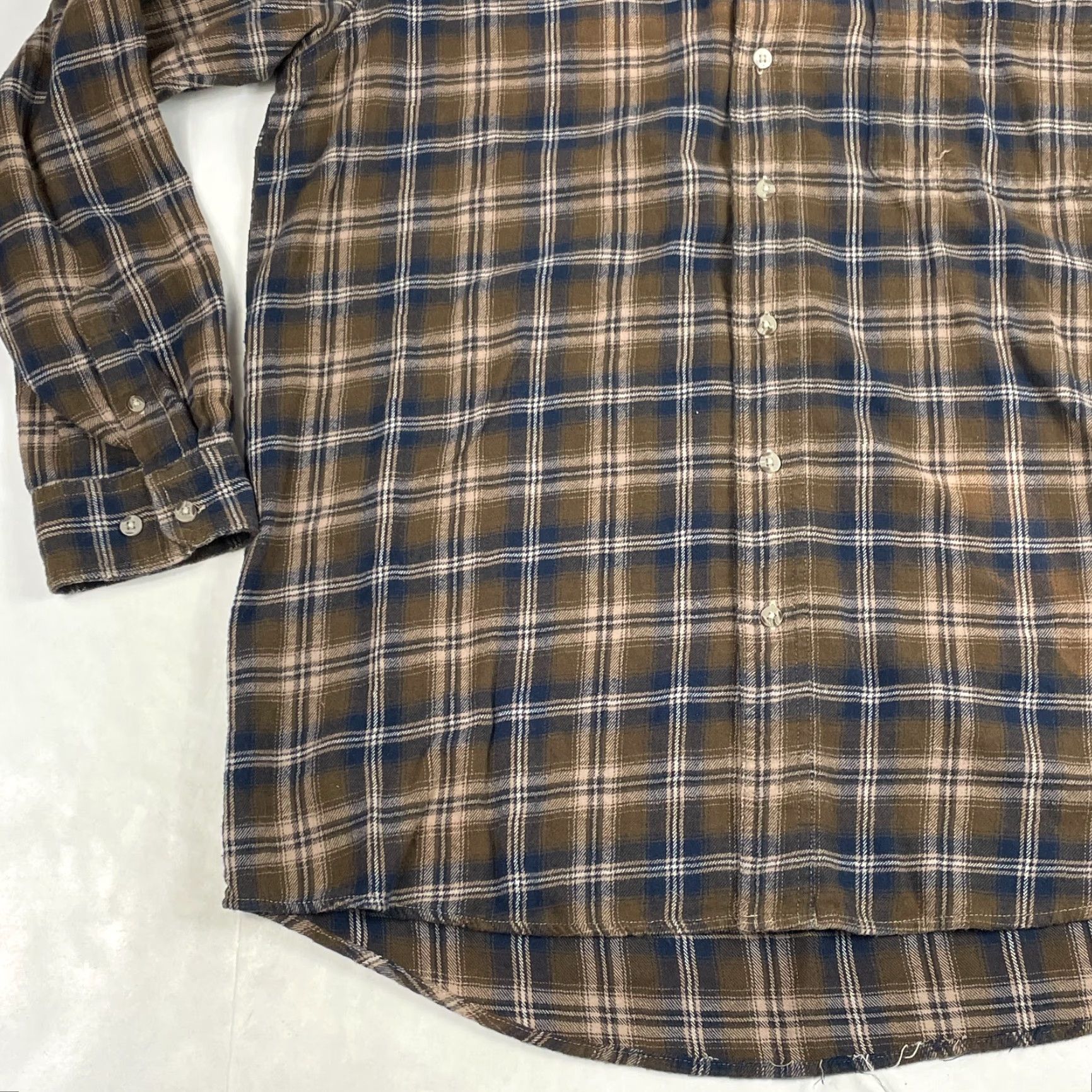 Wrangler VINTAGE Wrangler Shirt Mens Large Tall Brown Flannel Long Sleeve Button Down Work Rugged Size US L / EU 52-54 / 3 - 5 Thumbnail