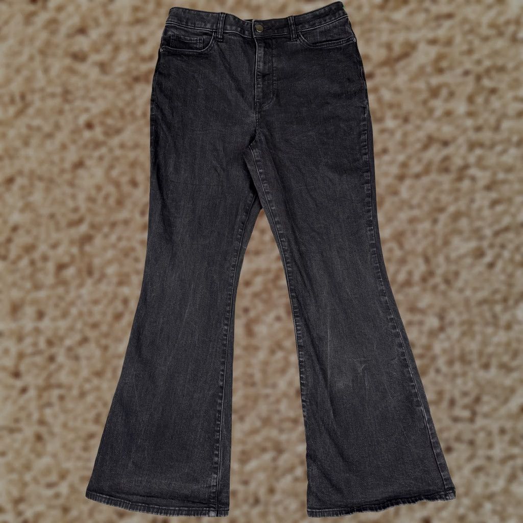 Elizabeth and James Elizabeth and James Jeans Flared Womens 14 Black Charcoal High Rise Stretch 32x30 Modern Bohemian Dressy Denim Pants Mens Womens Girls Size 36" / US 14 / IT 50 - 1 Thumbnail
