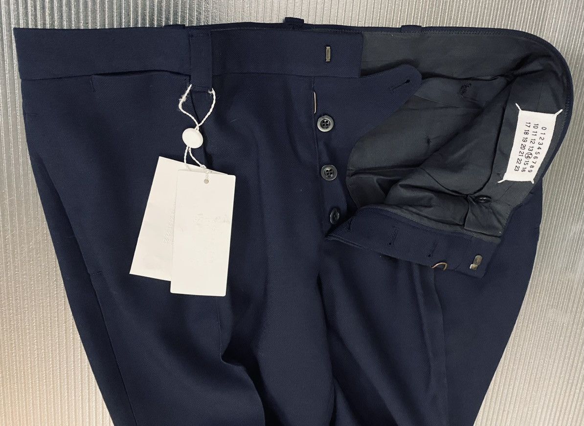Maison Margiela MM 14 🇮🇹 Dark Blue Gabardine Wool Invert Pleat Slacks 52 NWT Size US 36 / EU 52 - 10 Thumbnail